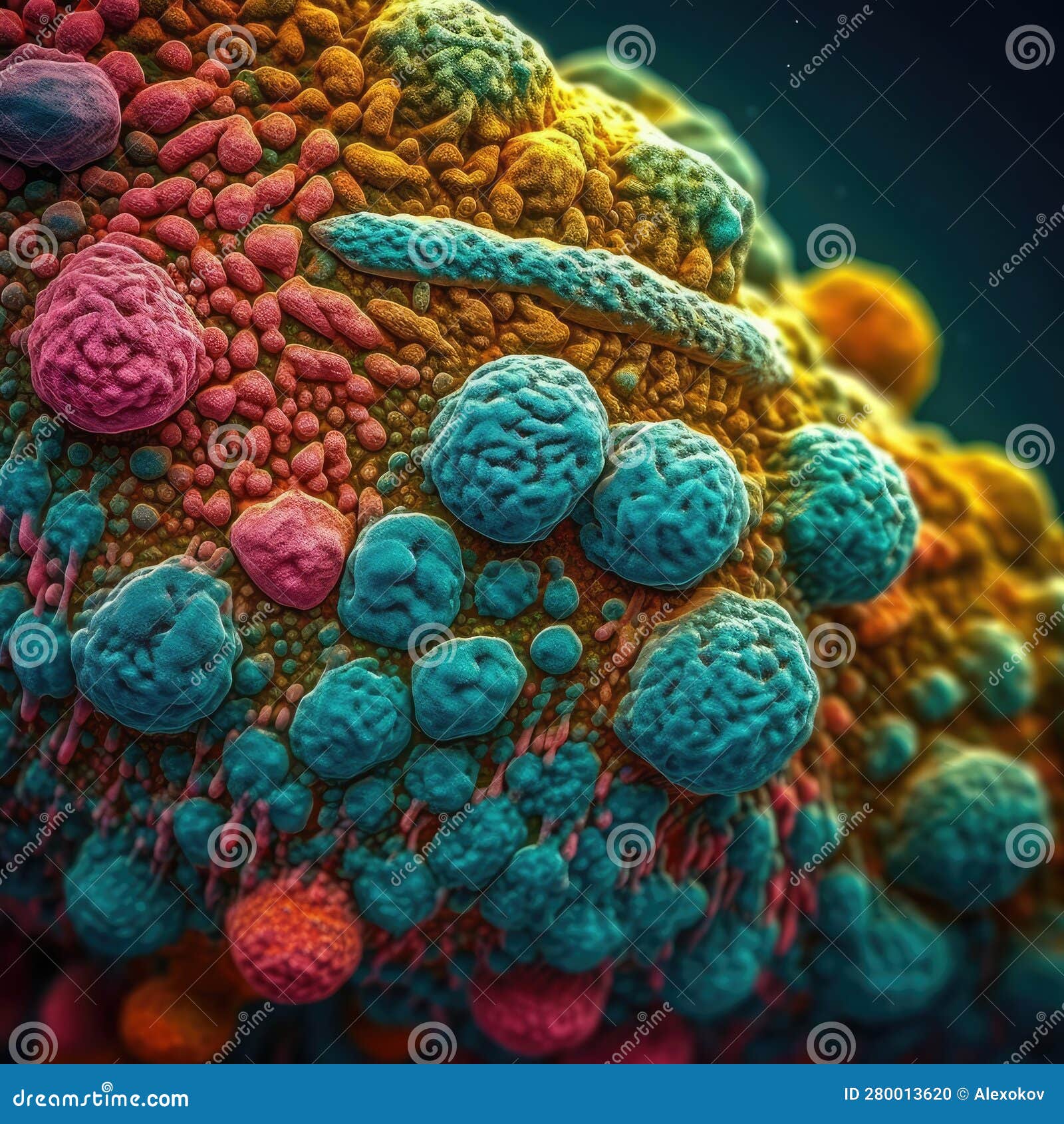 Vivid Yeast Cells Under Electron Microscope. Ideal for Scientific