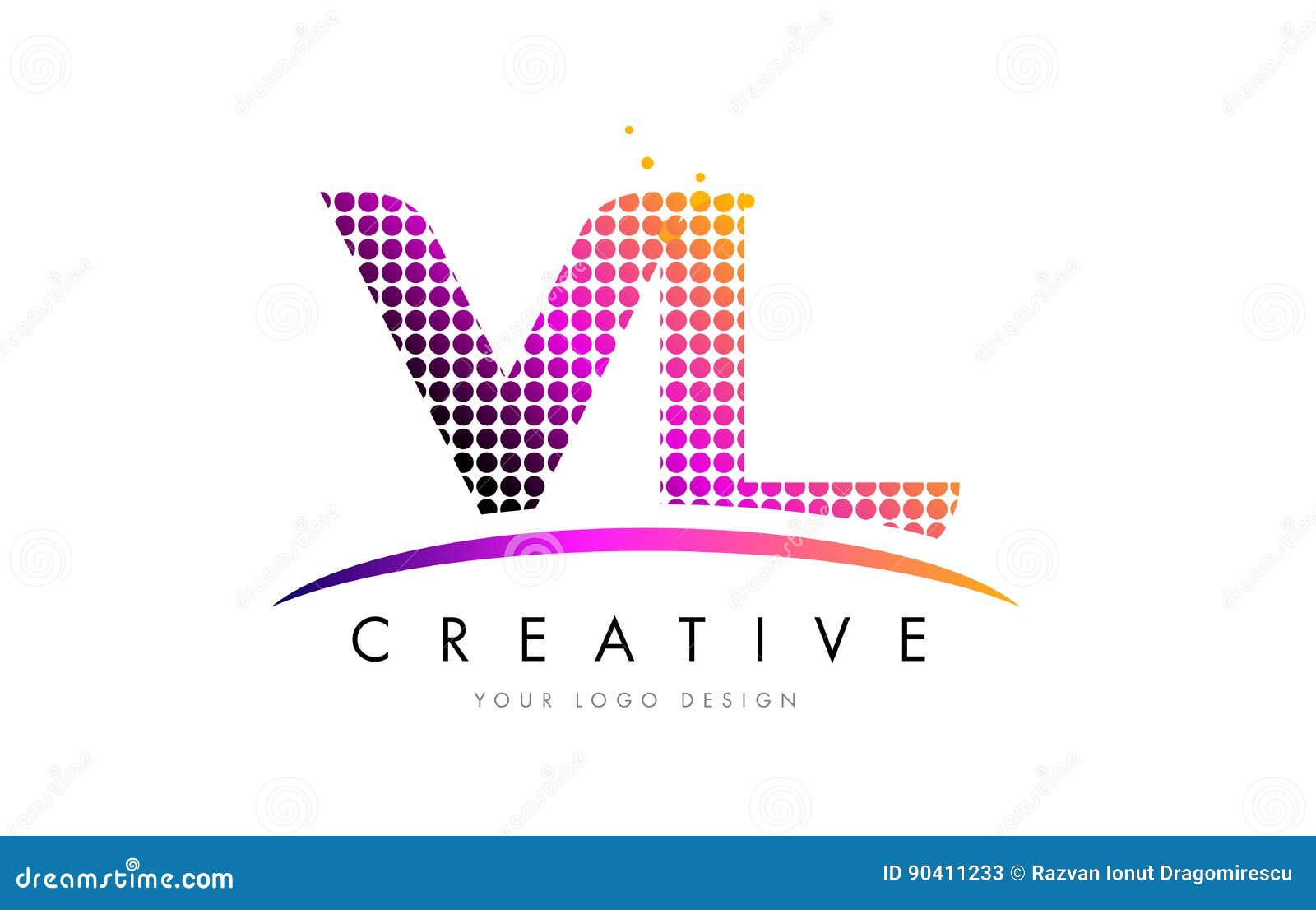 VL Modern Letter Logo Design With Red Swoosh And Dots. Royalty