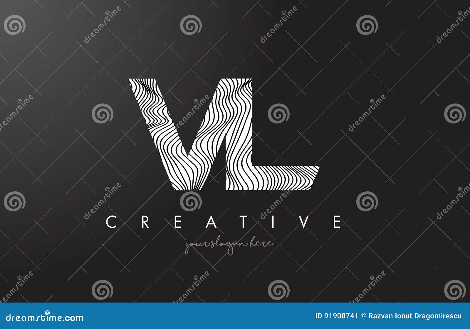 Golden Vl Monogram Isolated In White Stock Illustration - Download