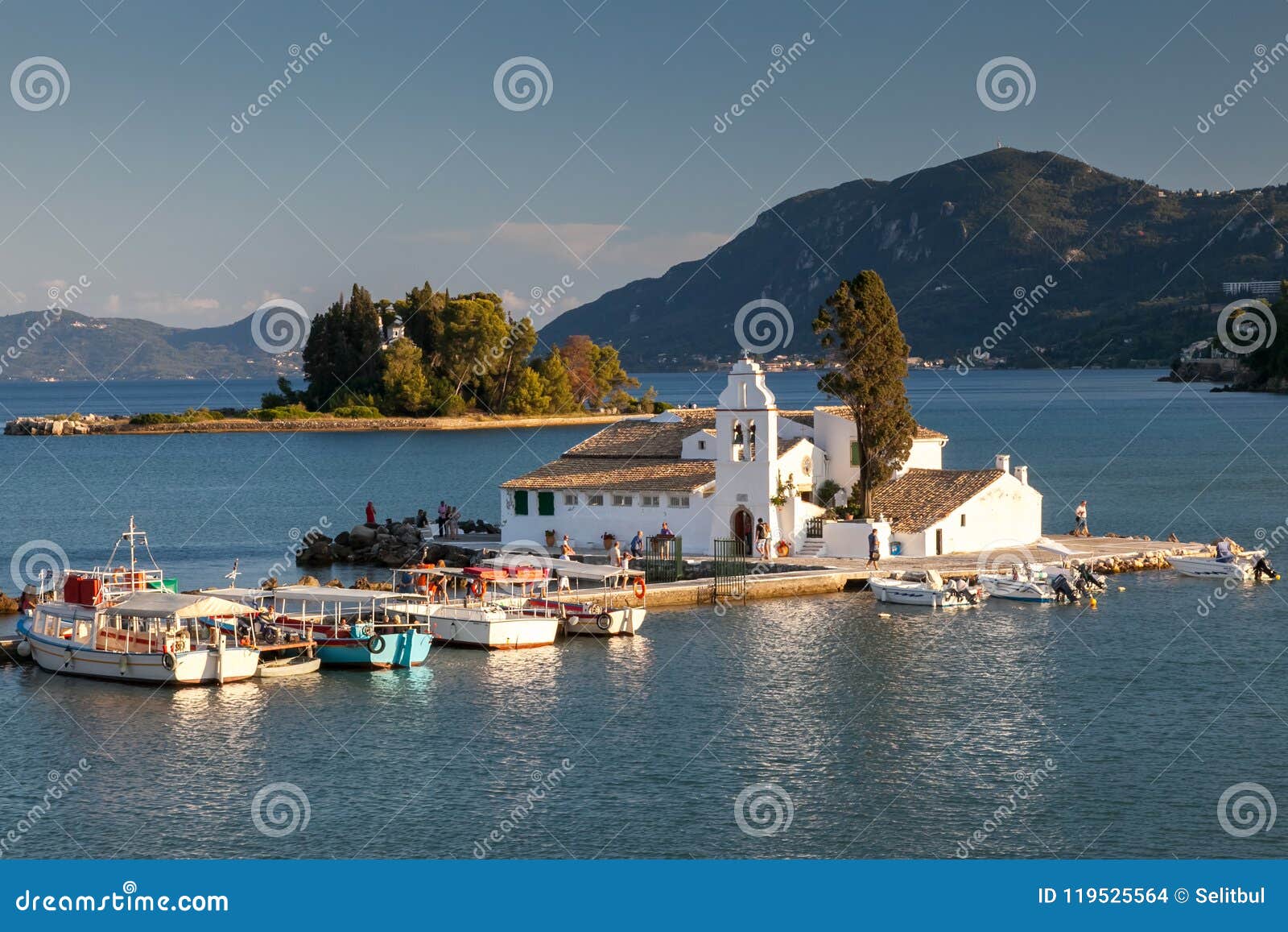 Vlacherna Monastery, Corfu, Greece Stock Photo - Image of mediterranean ...