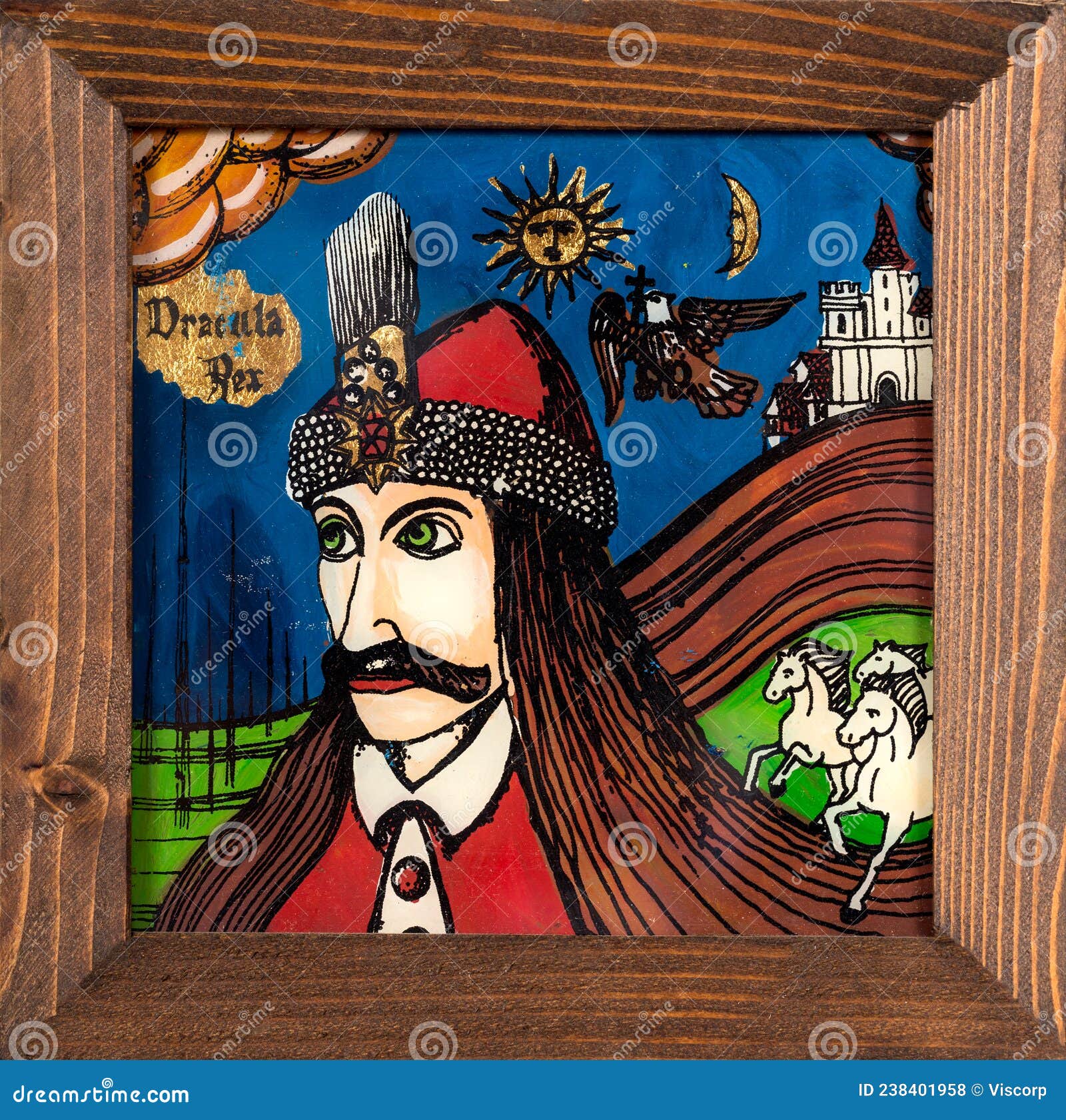 Vlad The Impaler Portrait On Reverse Glass Editorial Stock Photo