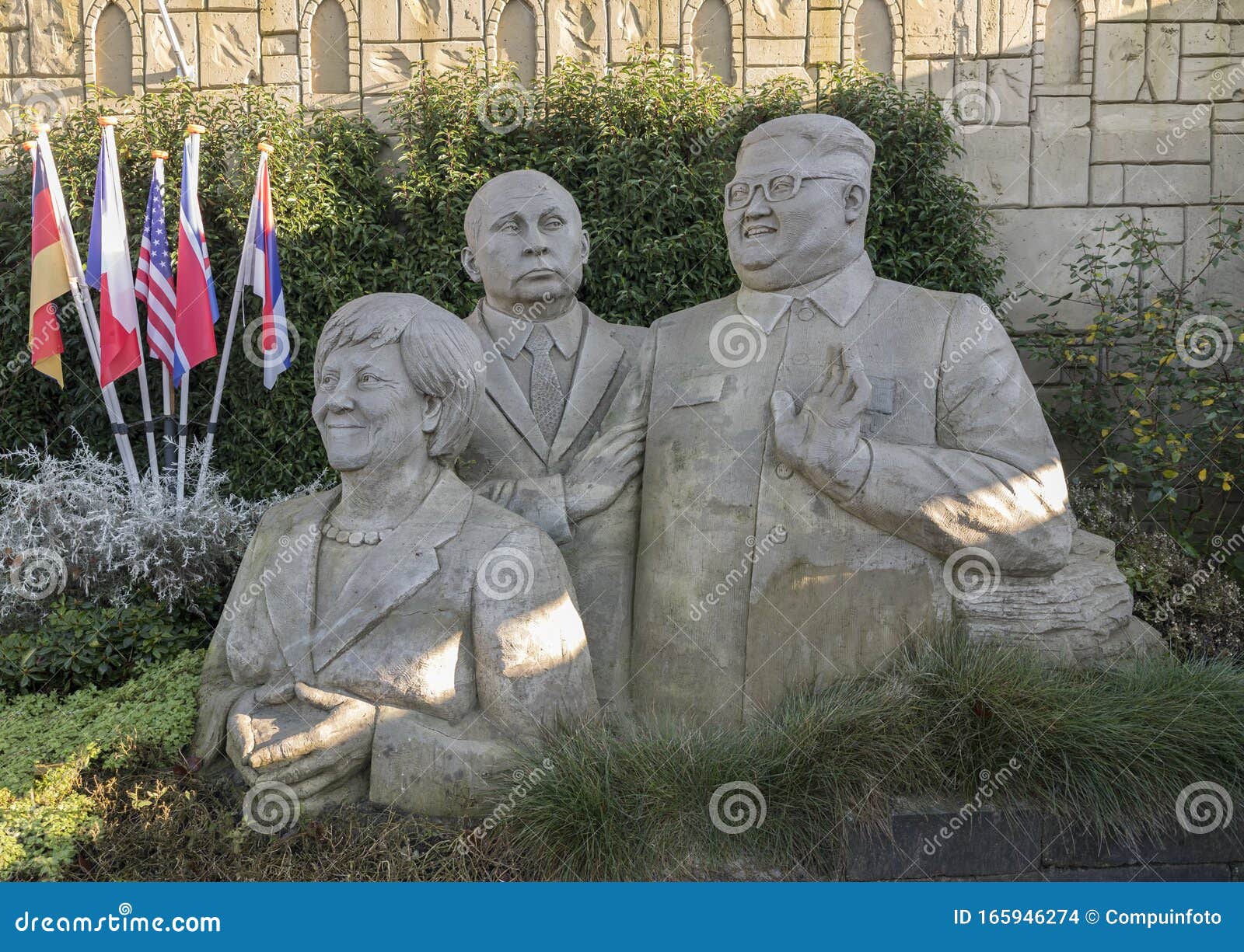 Vladimir Poetin With Angela Merkel And Kim Jong-un In Sand ...