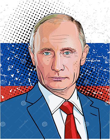 Vladimir Putin Portrait, Line Art Illustration Vector Editorial Image ...