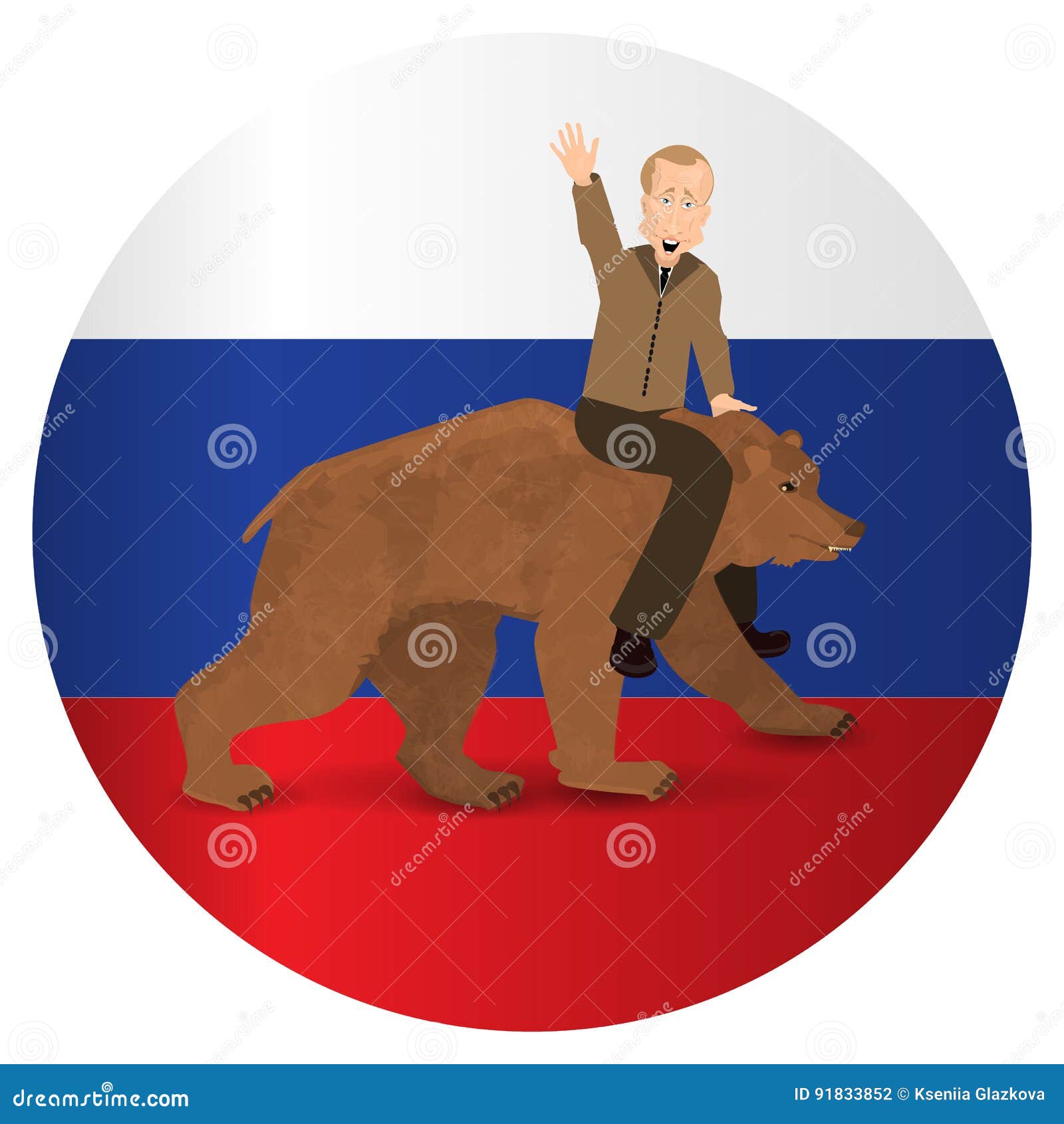 Putin riding bear  auf Bar  famous figure  for europe 
