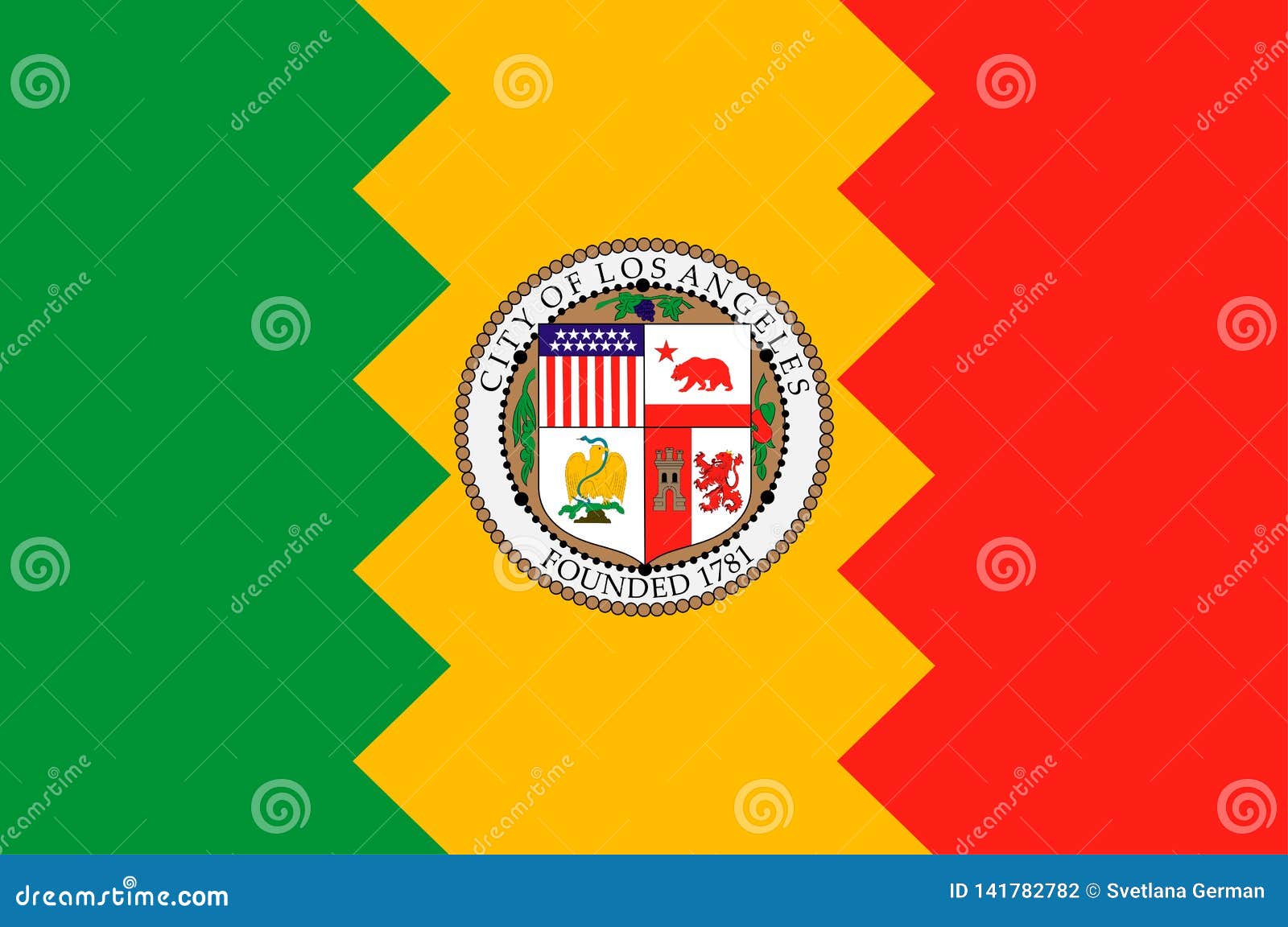 Vlag Van De Stad Van Los Angeles, Californië, De V.S. Vector Illustratie Illustration of 141782782