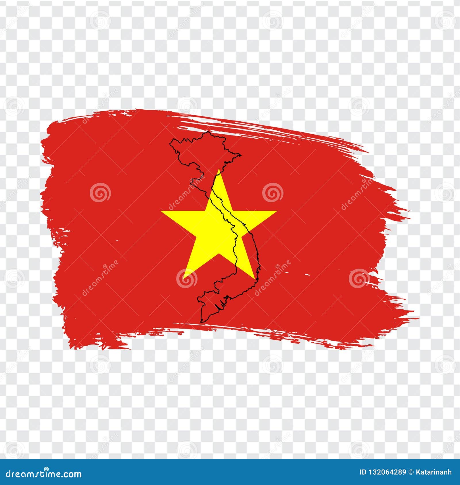 Vlag Vietnam Van Kwaststreken En Lege Kaart Vietnam Hoog ...