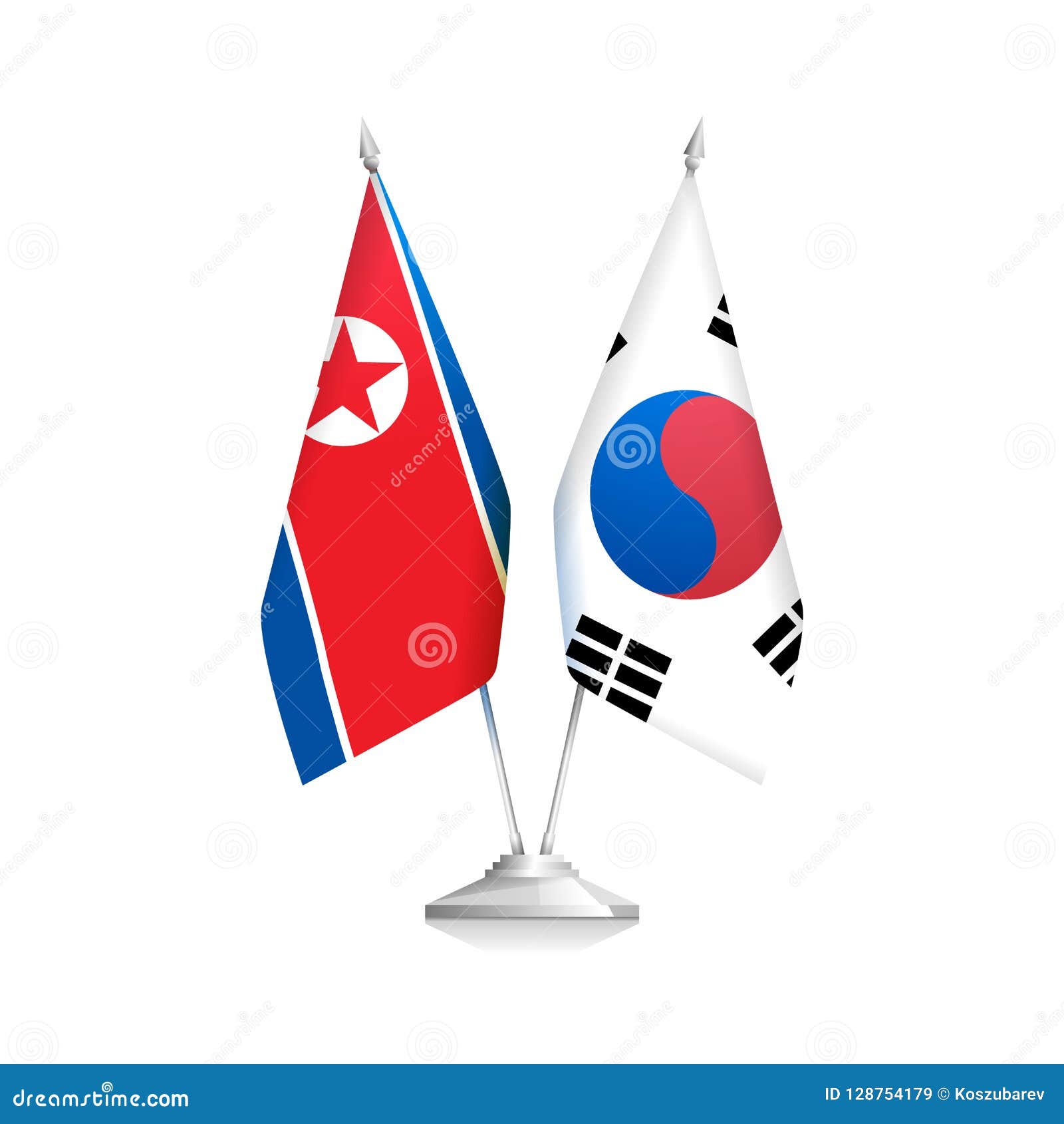 Vlaggen Van Noord-Korea En Zuid-Korea Beleid Vector Illustratie ...