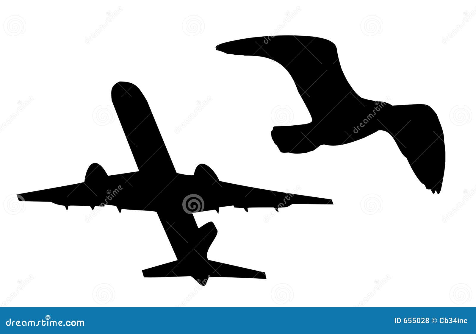 Vliegtuig en Vogel stock illustratie. Illustration of vogel - 655028