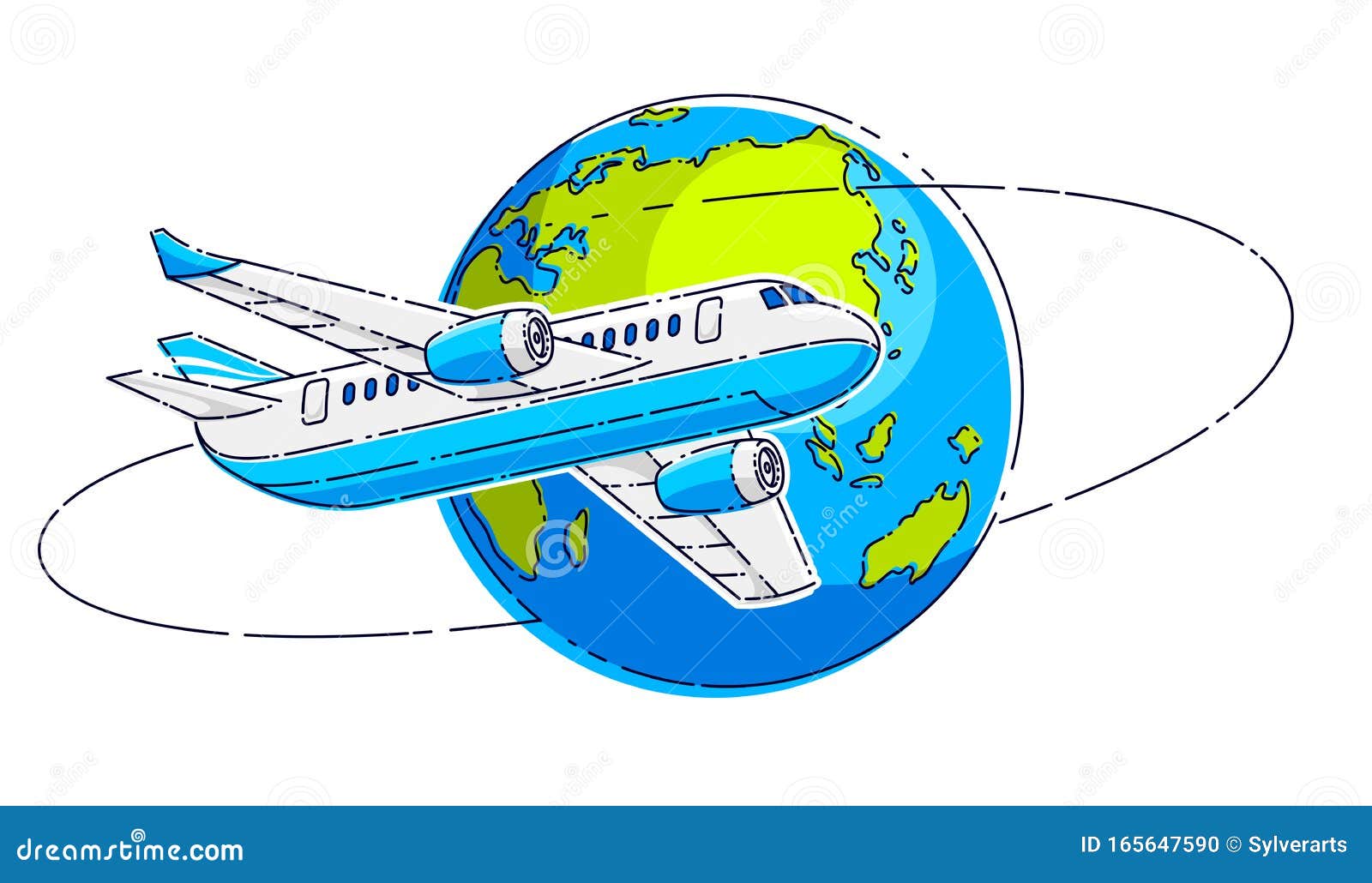 Vliegtuigvliegtuig Met Aardeplaneet, Vliegtuigembleem of -illustratie ...