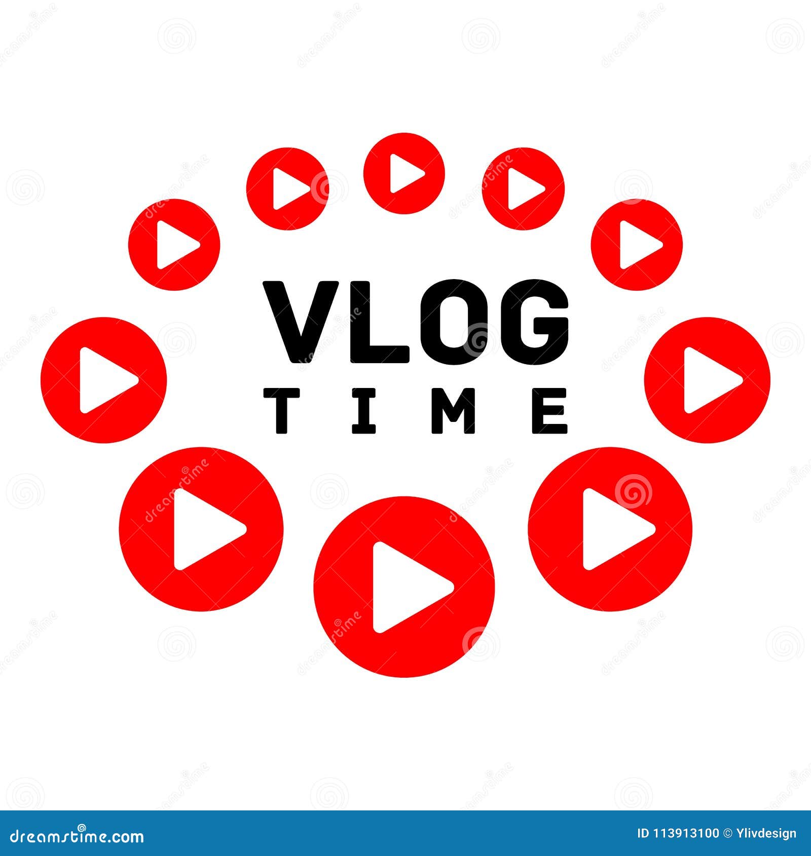 Original round logo design for online video blogging with play button. Live vlog  emblem with place for text. Modern vector icon in red and black colors  Stock Vector | Adobe Stock