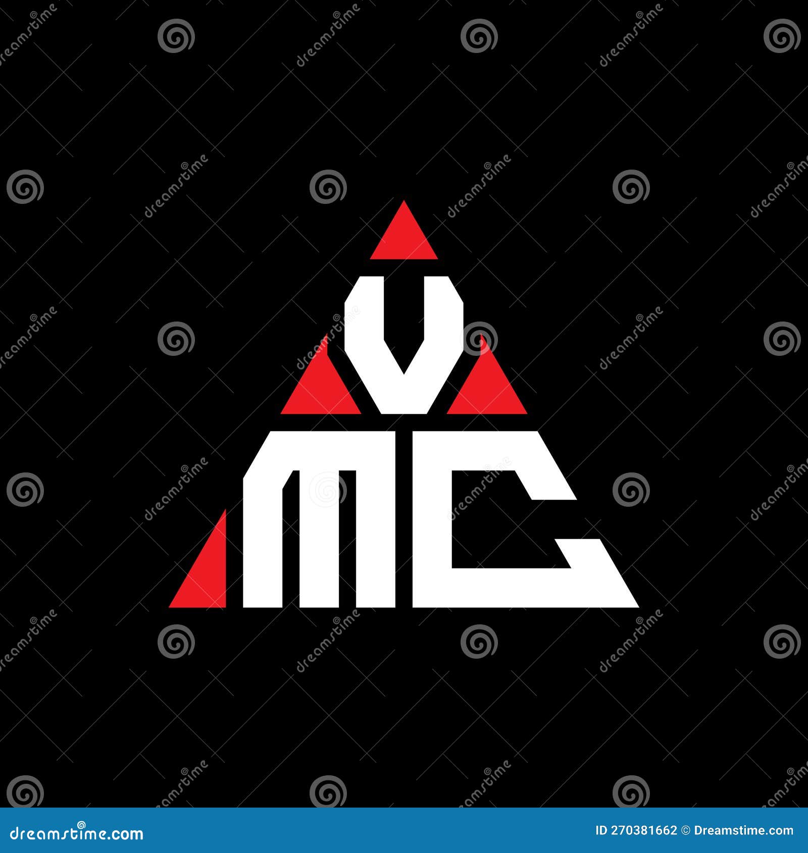 vmc triangle letter logo  with triangle . vmc triangle logo  monogram. vmc triangle  logo template with red