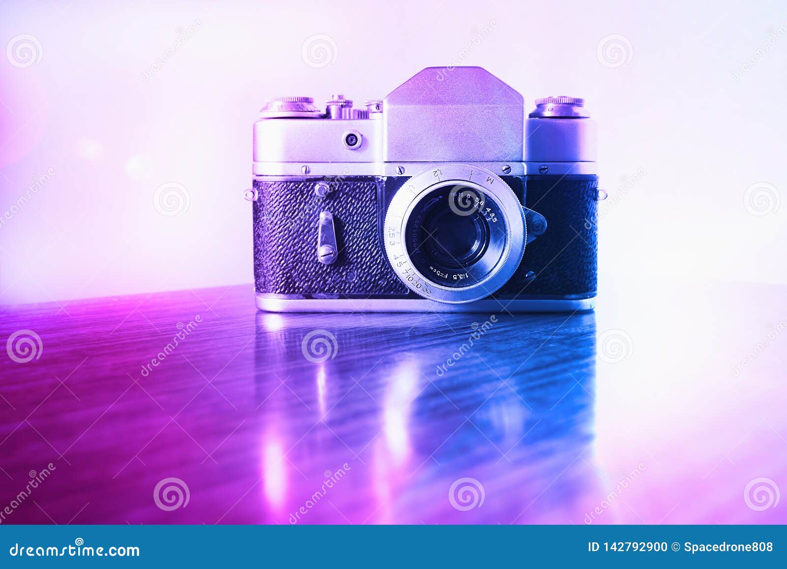 Vntage Pink and Purple Rangefinder Camera Background Stock Photo ...