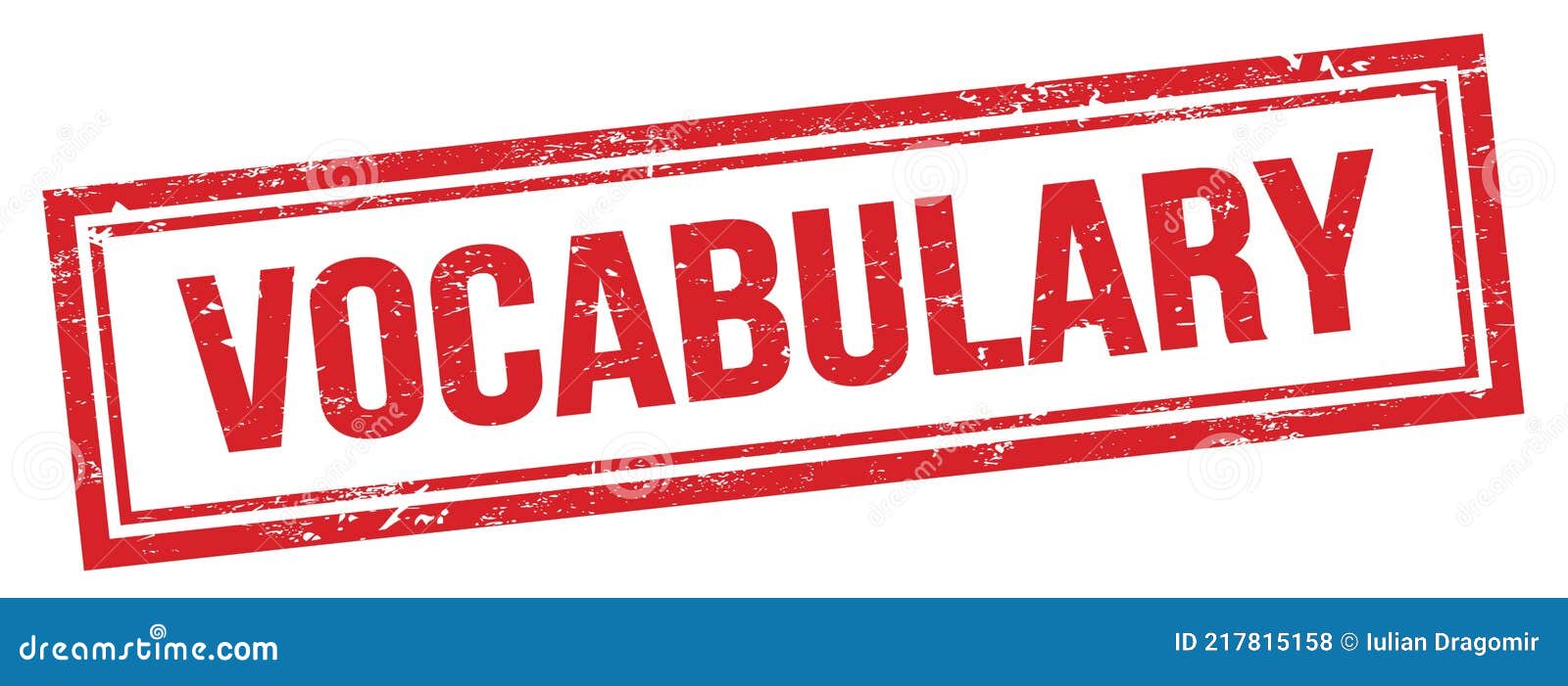 VOCABULARY Text on Red Grungy Vintage Stamp Stock Illustration