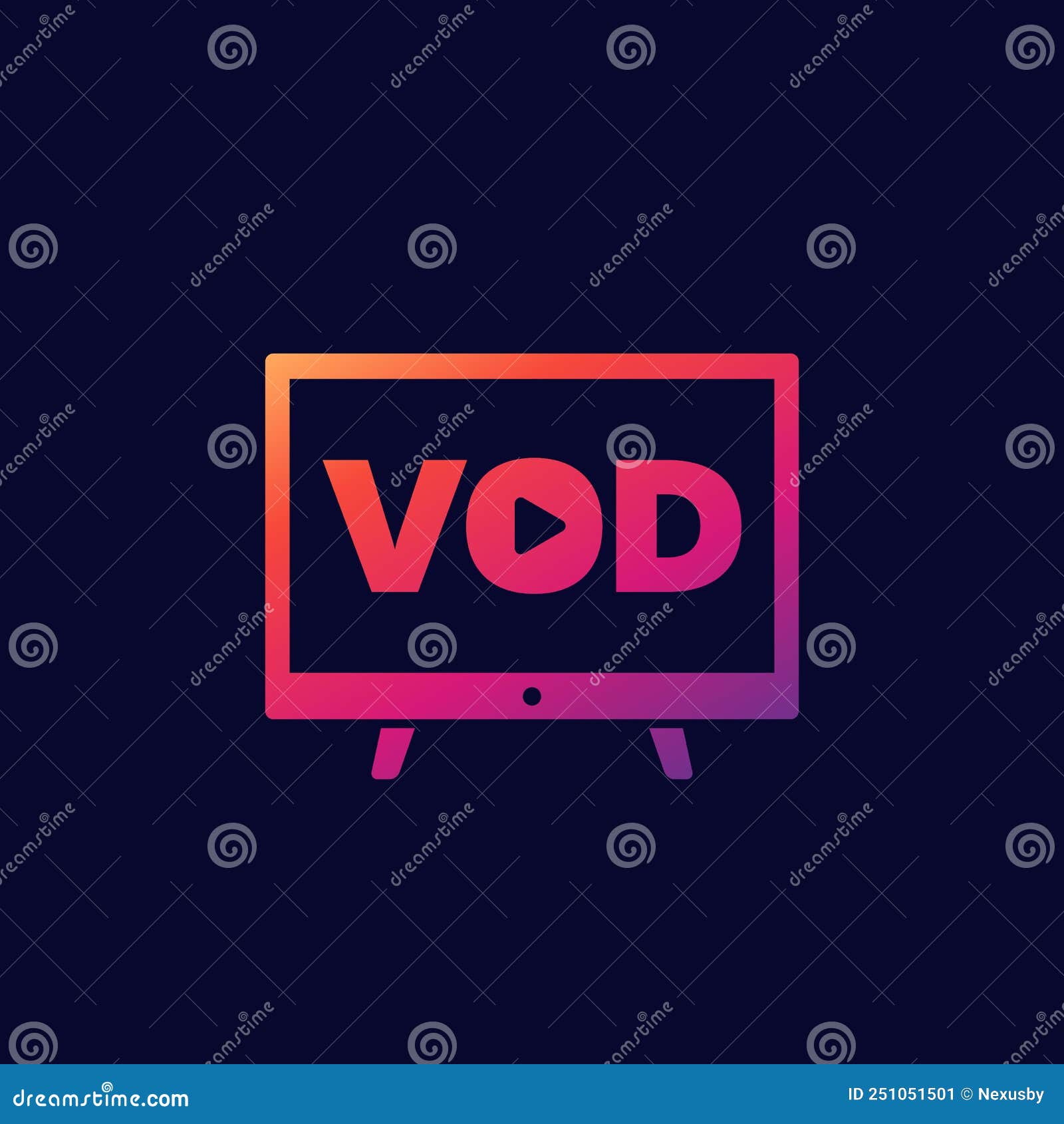 VOD, Video on Demand Vector Icon Stock Vector