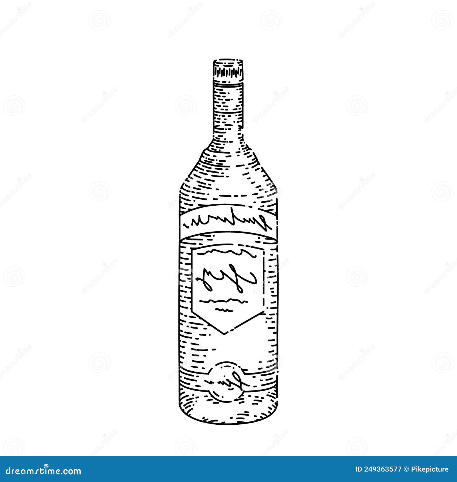 Vodka Bottle Sketch Hand Drawn Vector Stock Illustration Illustration