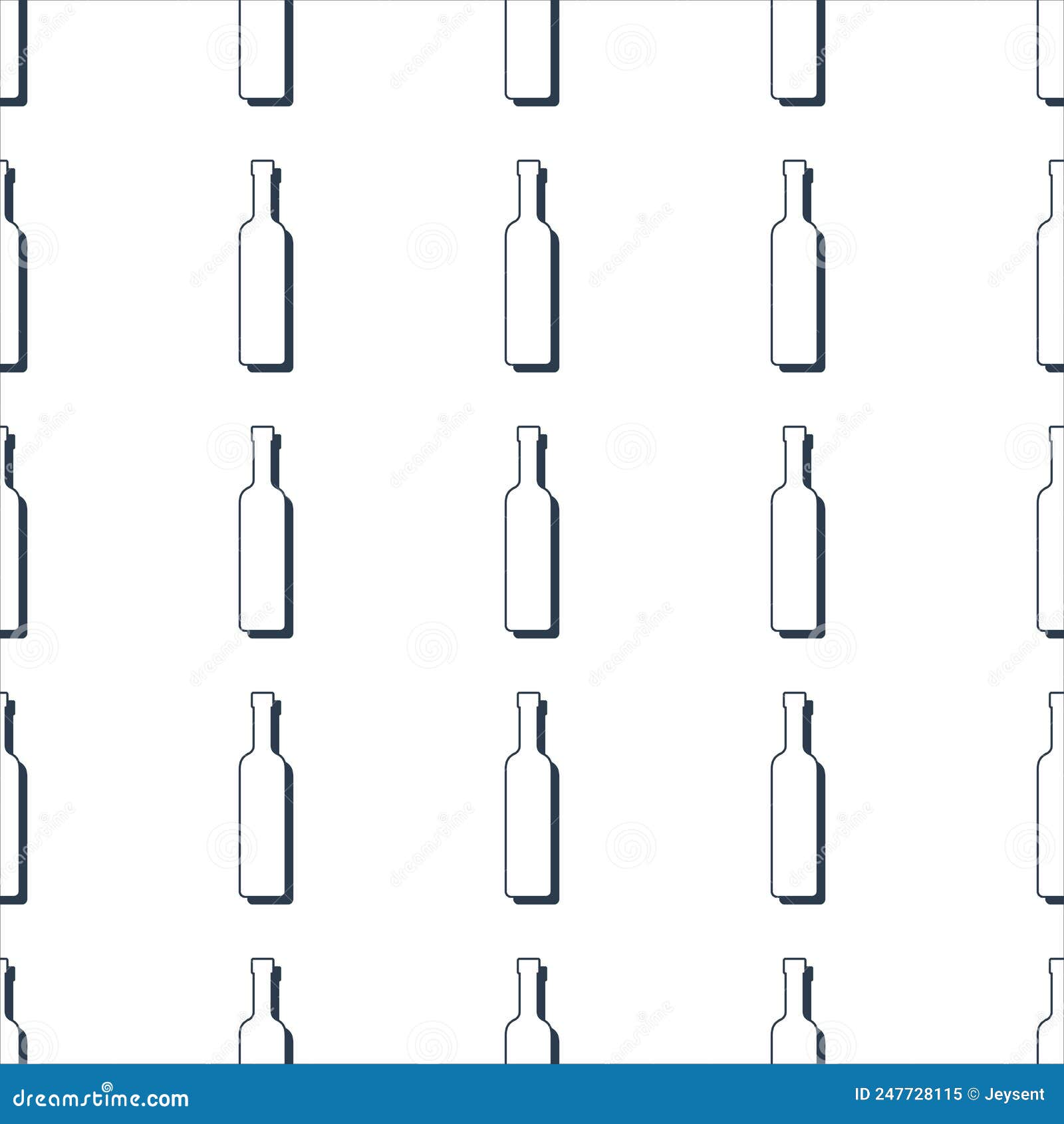 Vodka Bottles Seamless Pattern. Line Art Style. Outline Image. Black