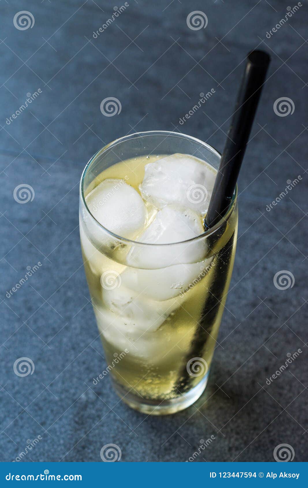 Vodka Energy Cocktail with Ice and Black Straw. Stock Photo - Image of ...