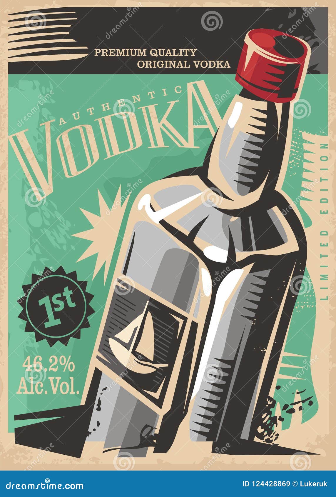 Vodka Retro Drinks Vector Poster Design Stock Vector Illustration of