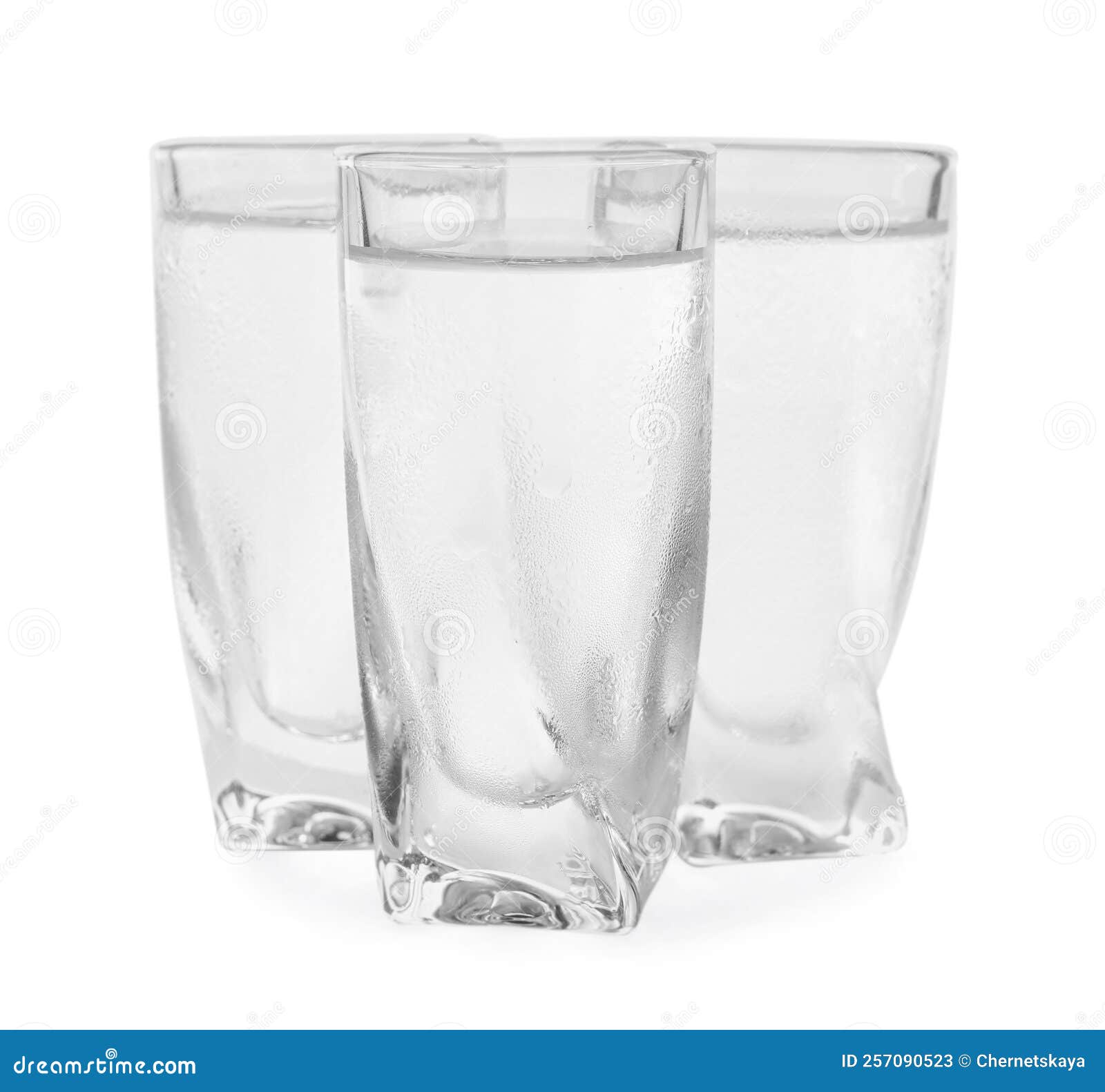 Vodka in Shot Glasses on White Background Stock Image Image of
