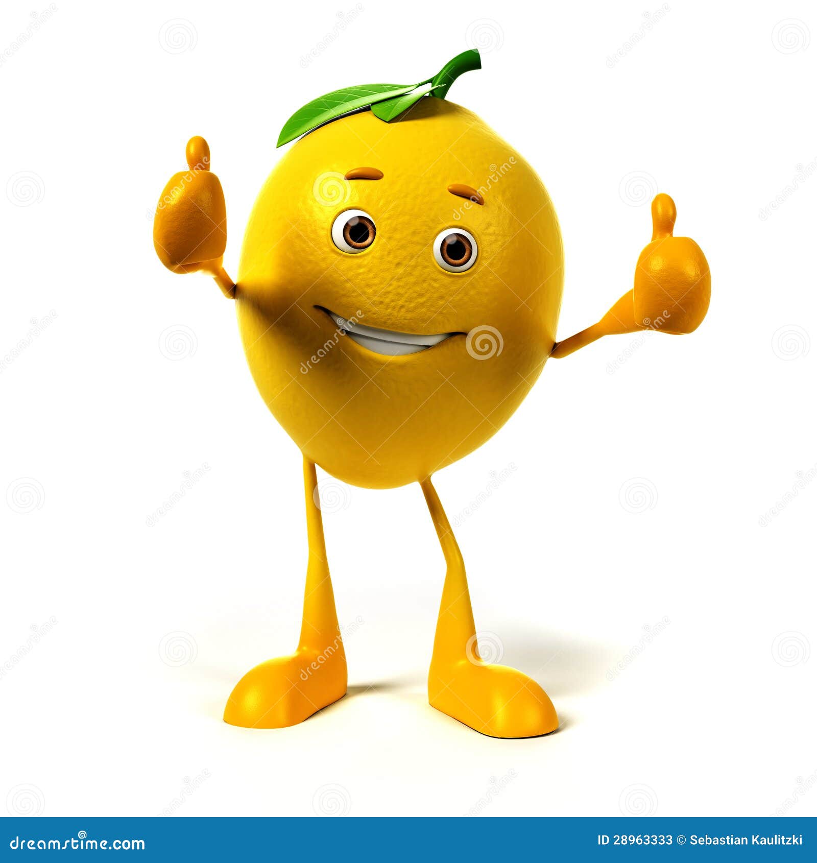 Voedselkarakter - citroen. 3d teruggegeven illustratie van een citroenkarakter