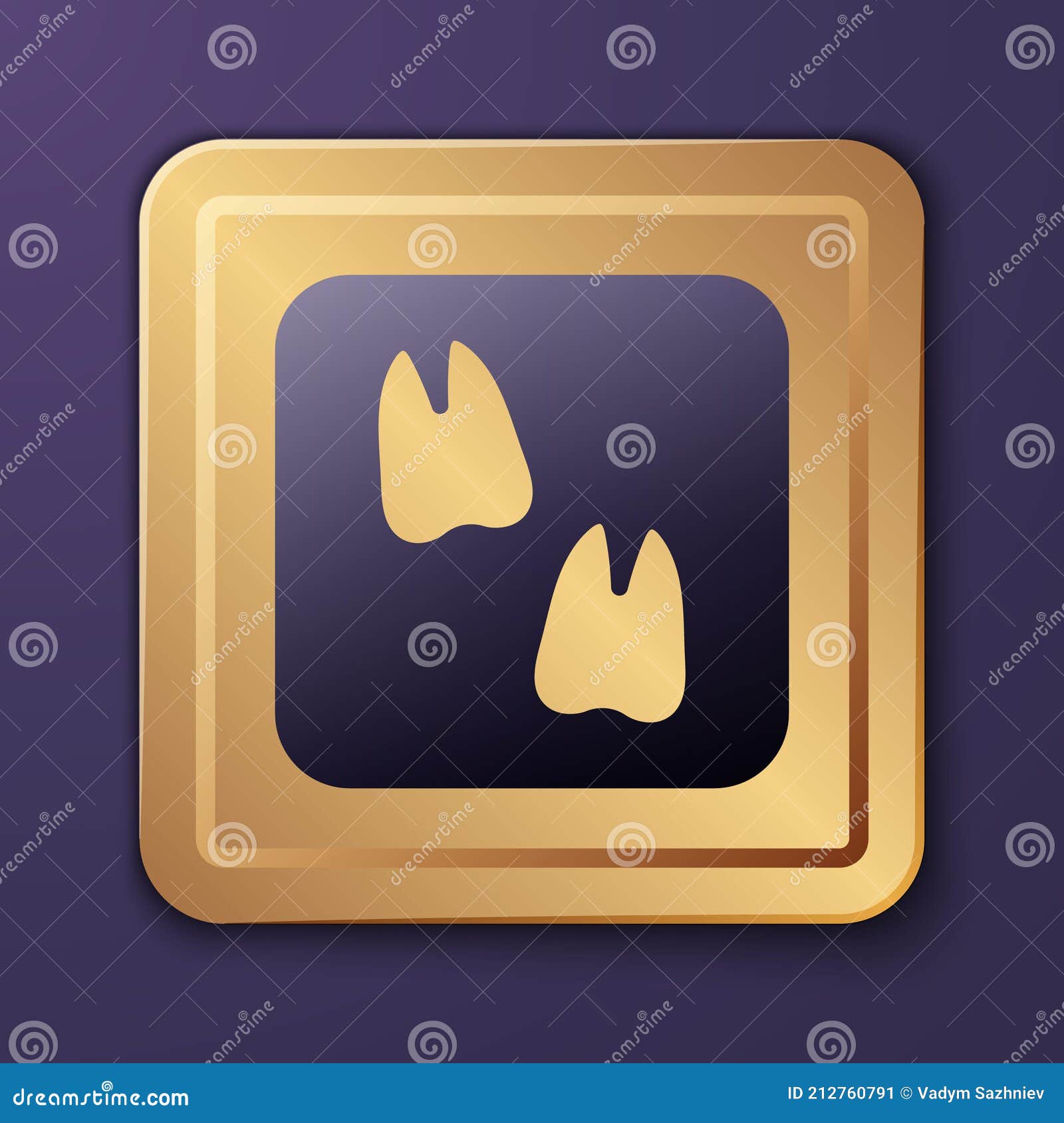 Voetafdrukpictogram Met Paarse Kamelenpoot, Geïsoleerd Op Paarse Achtergrond. Gouden Vierkante Knop. Vector Vector Illustratie - Illustration Of Poot, Leven: 212760791