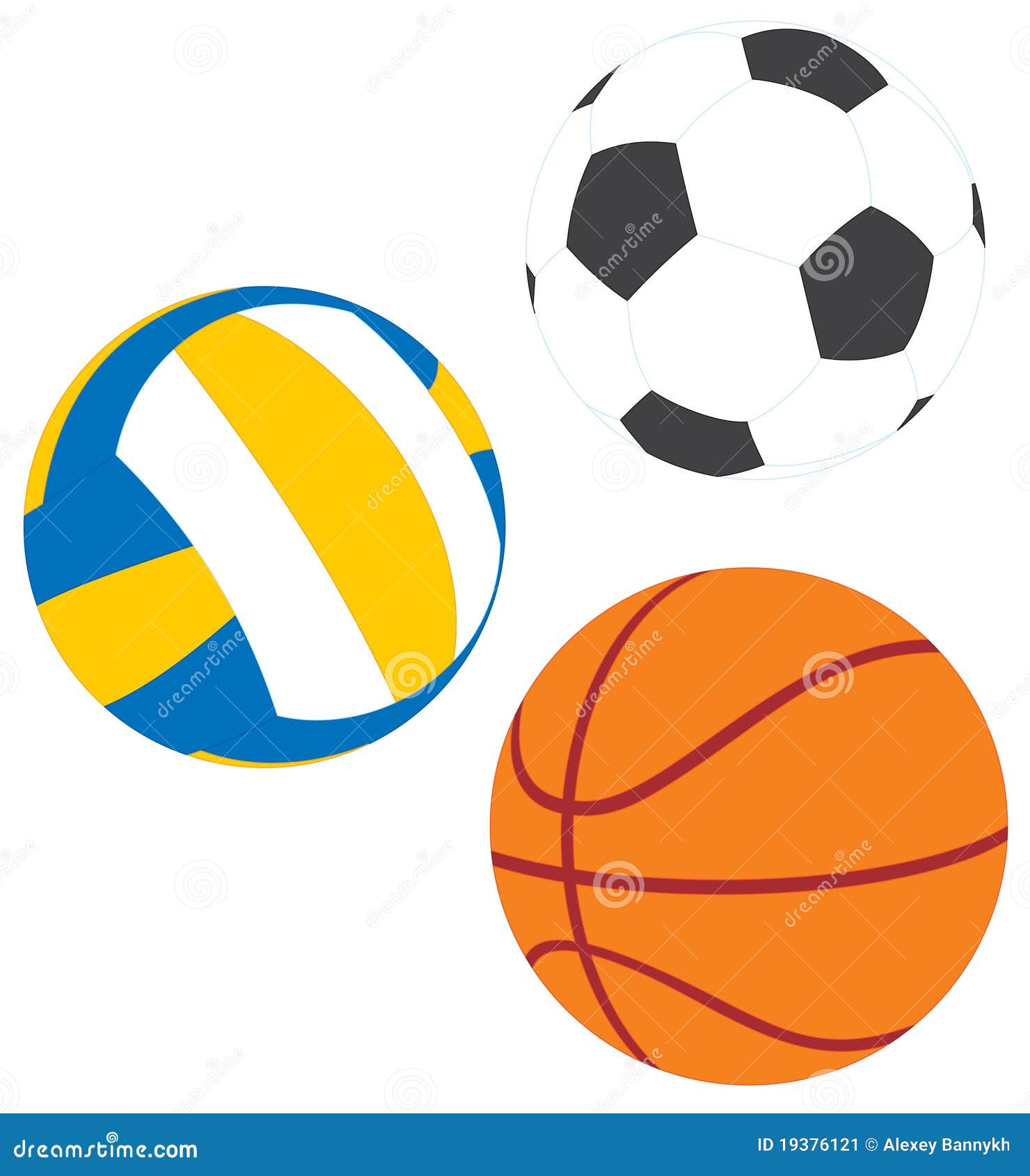 Eigen ui beton Voetbal, Basketbal, Volleyball Vector Illustratie - Illustration of  volleybal, klem: 19376121