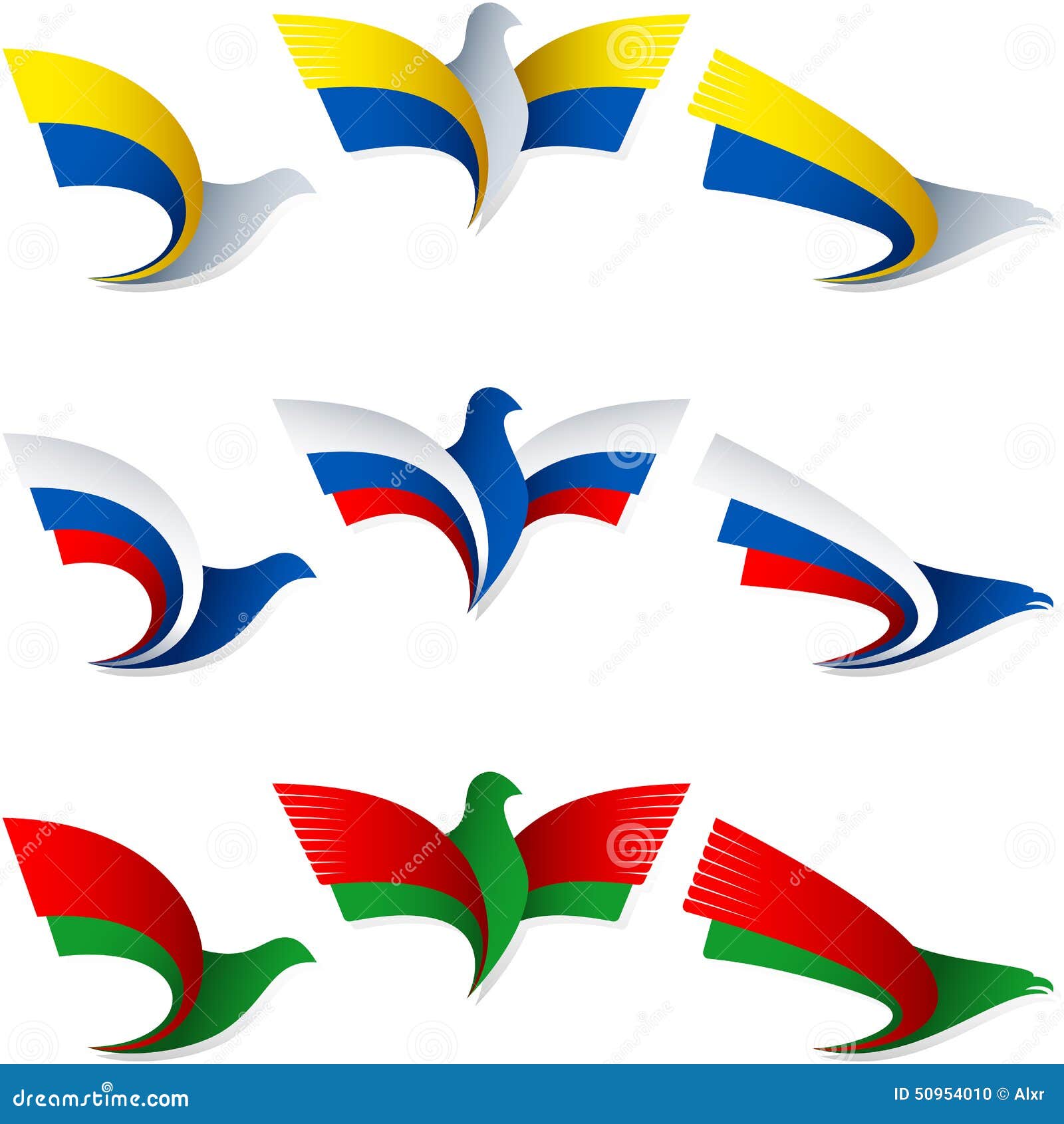 Vogel-Fliegen-Flaggen-Zeichen-Symbol-Insignien Ukraine Russland  Weißrussland Vektor Abbildung - Illustration von land, markierungsfahne:  50954010