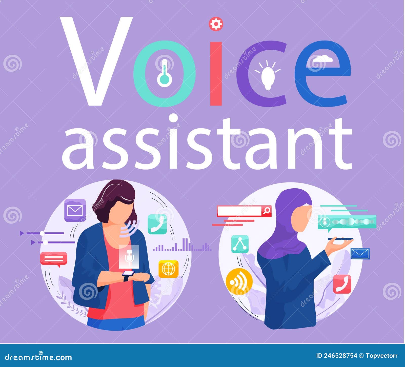 Voice Assistant. Smart Speaker Virtual Assistant, Sound Robot, People ... Circuit Diagram