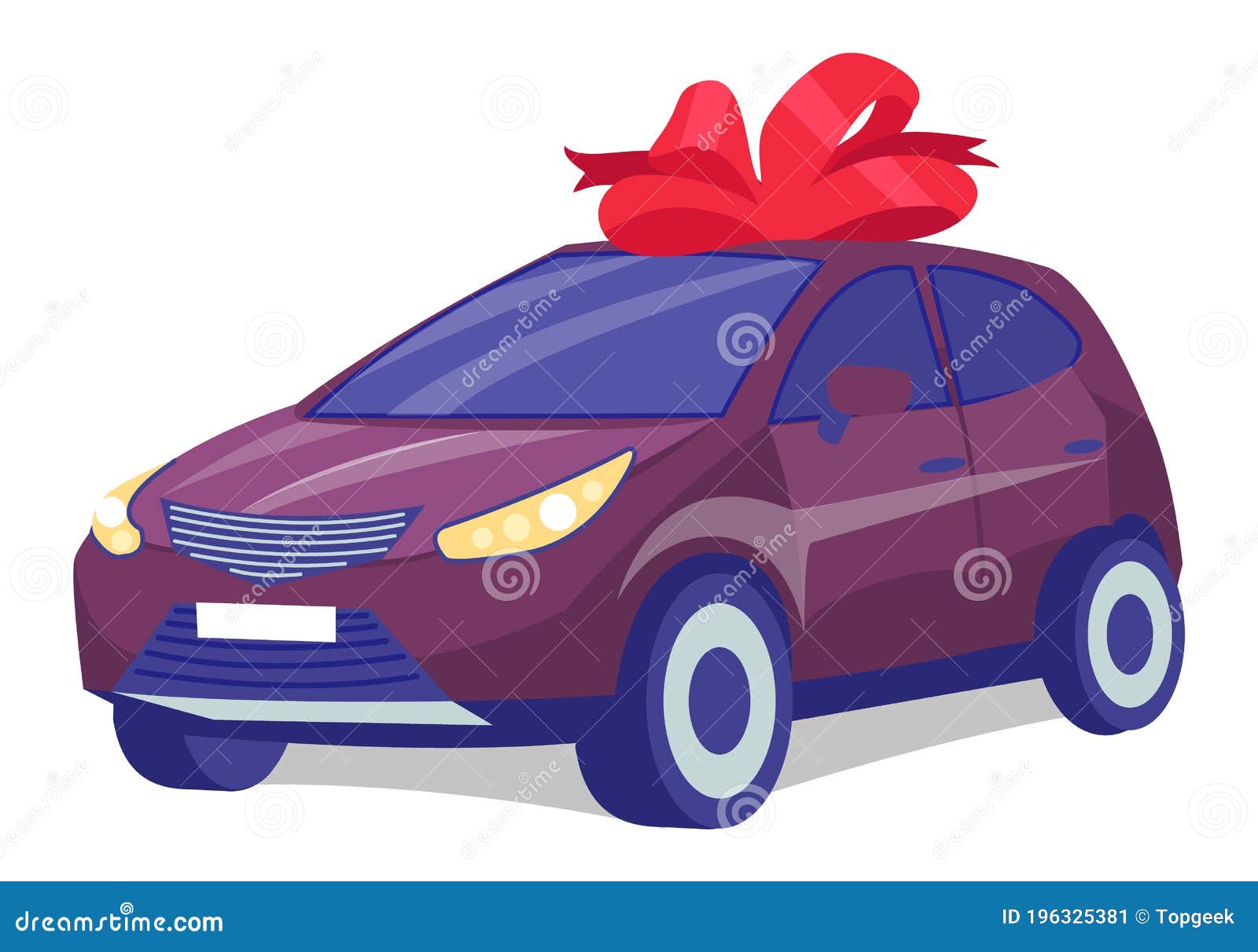 Voiture De Couleur De Cerise Sur Le Fond Blanc Berline D'affaires Avec Arc-noeud  Cadeau Vue De Face D'automobile Illustration de Vecteur - Illustration du  famille, isolement: 196325381