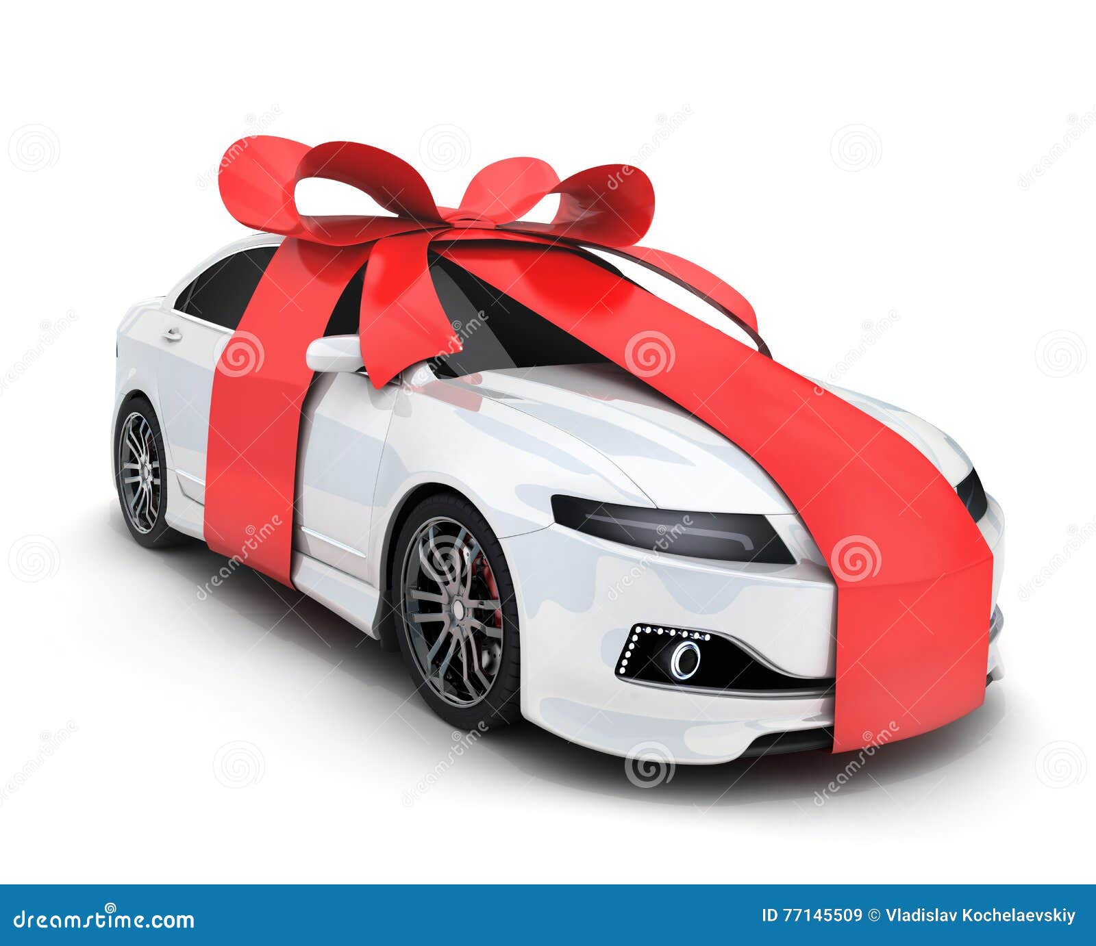 Voiture et cadeau de ruban illustration stock. Illustration du voiture -  77145509