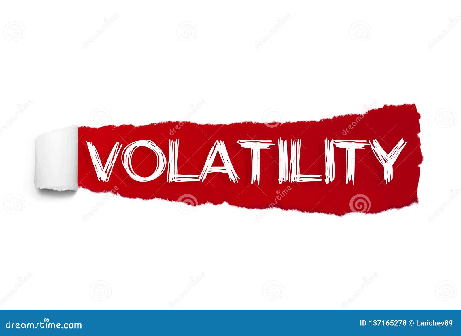volatility word written under the curled piece of red torn paper