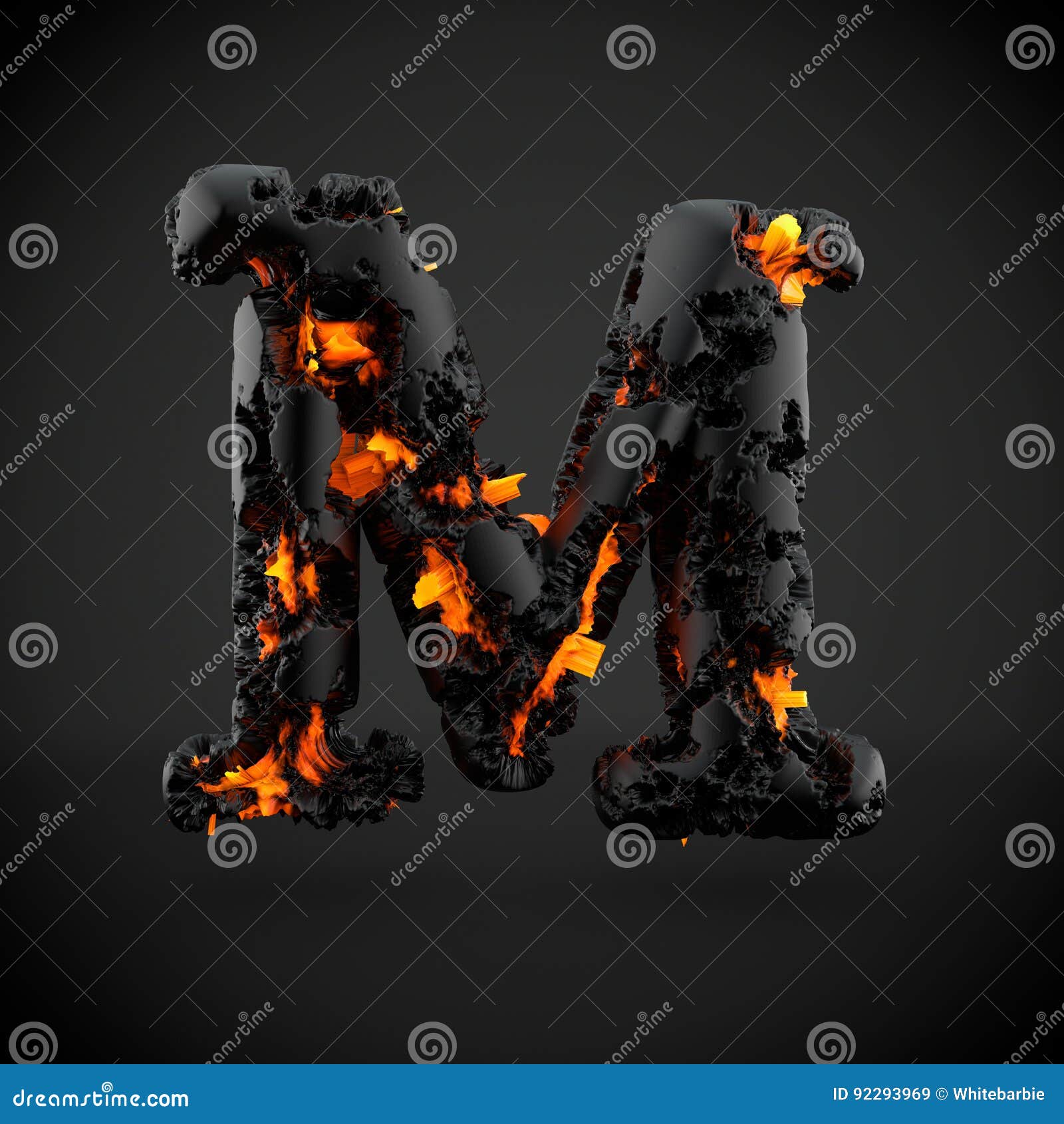 Volcanic Alphabet Letter M Uppercase Isolated on Black Background. Stock  Illustration - Illustration of yellow, black: 92293969