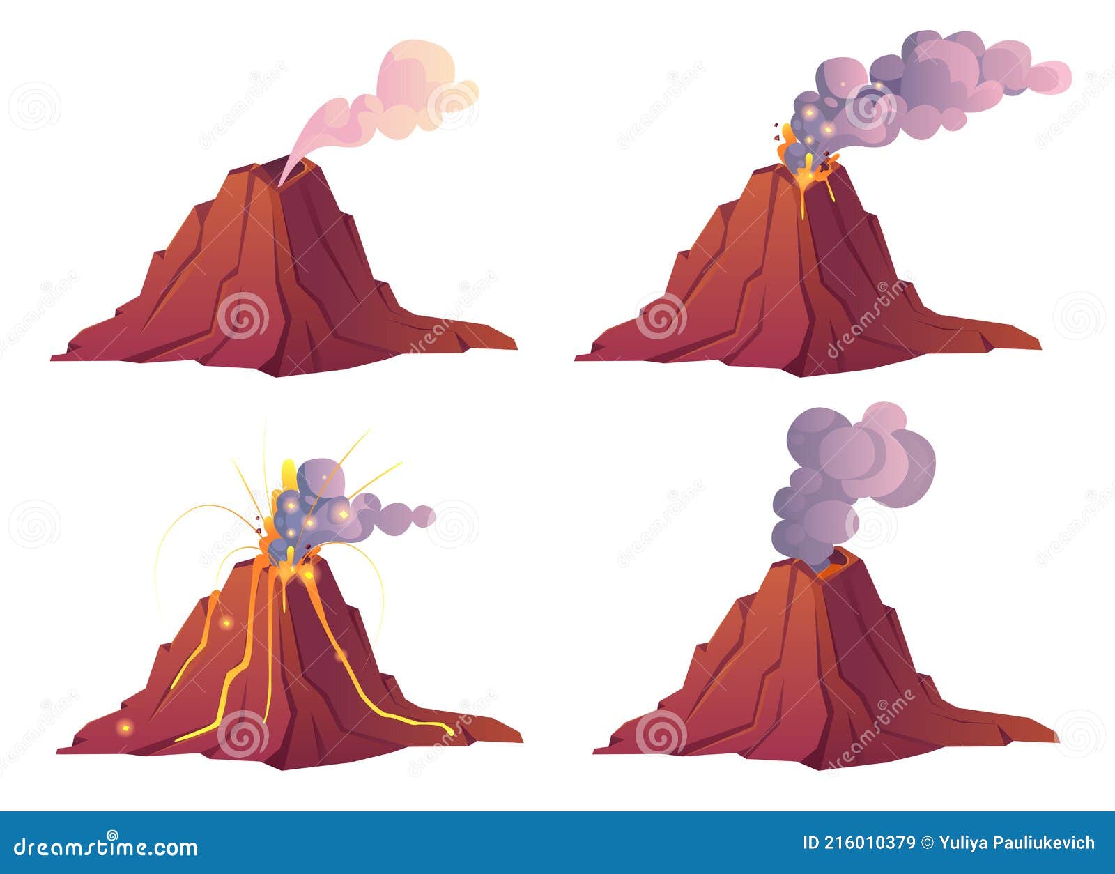 Volcanic Eruption Stages with Lava, Fire and Smoke Stock Vector - Illustration of vulcano, vector: 216010379 Volcanic Eruption Stages with Lava, Fire and Smoke Stock Vector - Illustration of vulcano, vector: 216010379