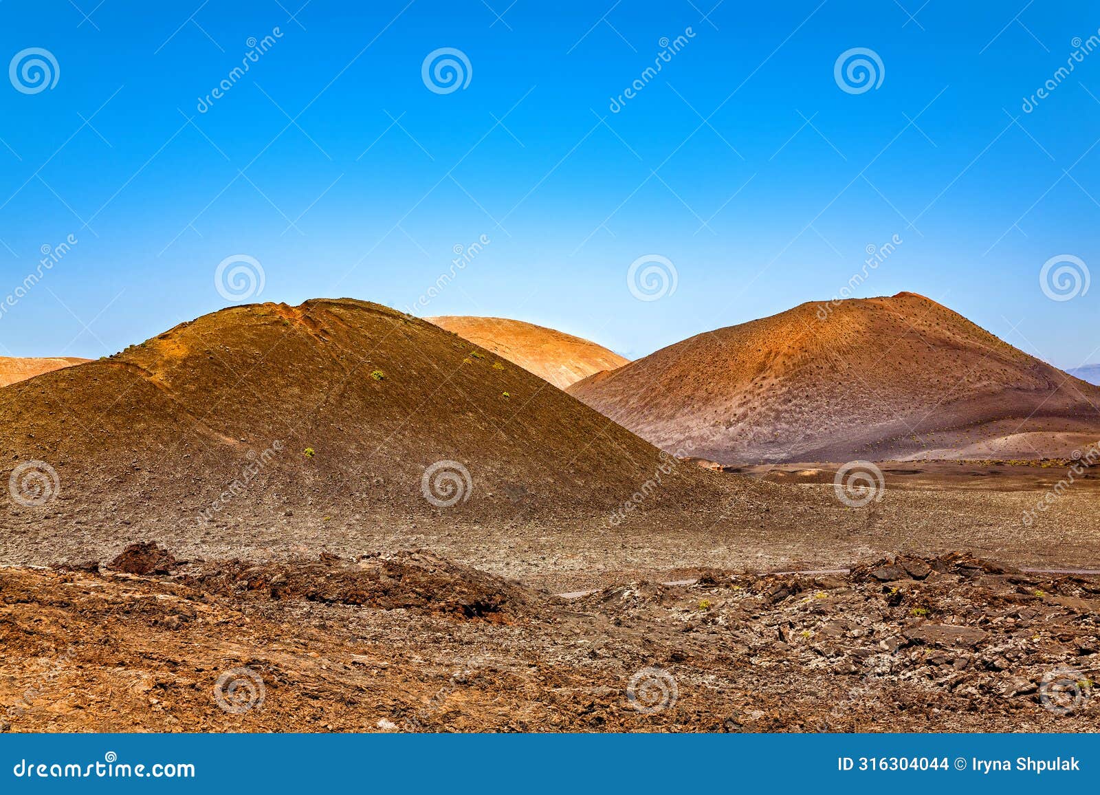 volcanic landscape, timanfaya national park, island lanzarote, canary islands, spain