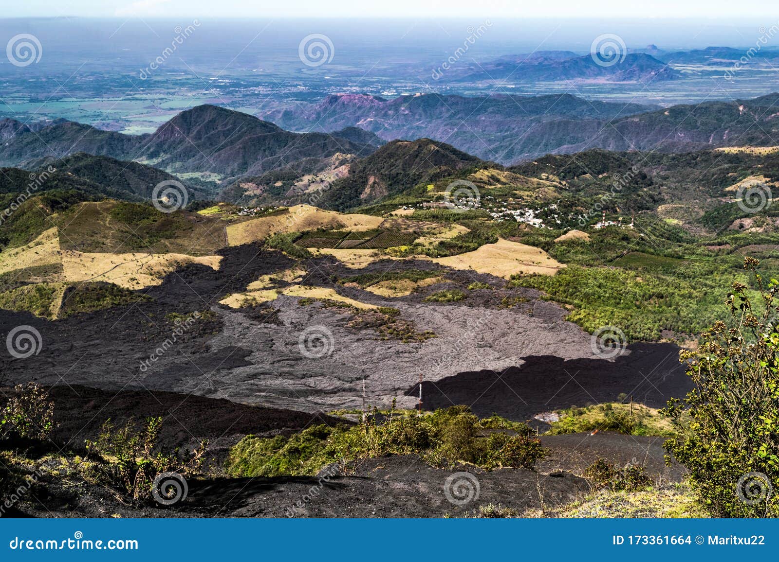 volcanic landscape near pacaya volcano in guatemala.