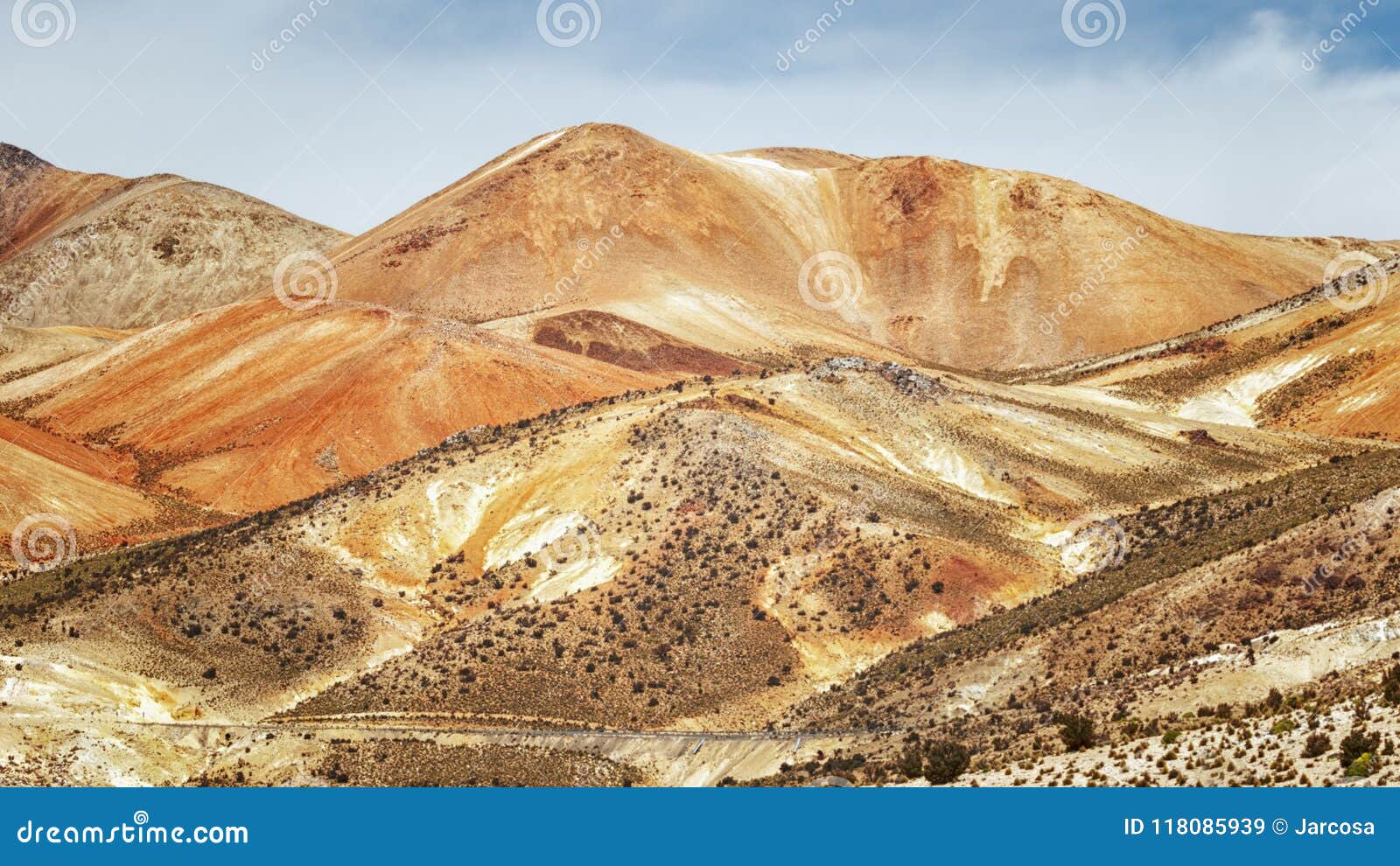 volcanic multicolored mountains, near the town of cariquima and