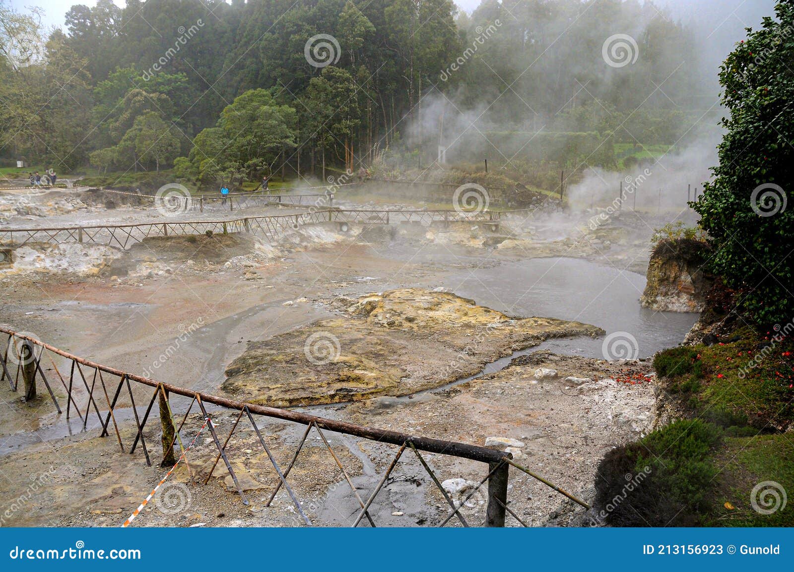 volcanic steam of sulfur at the caldeiras of furnas