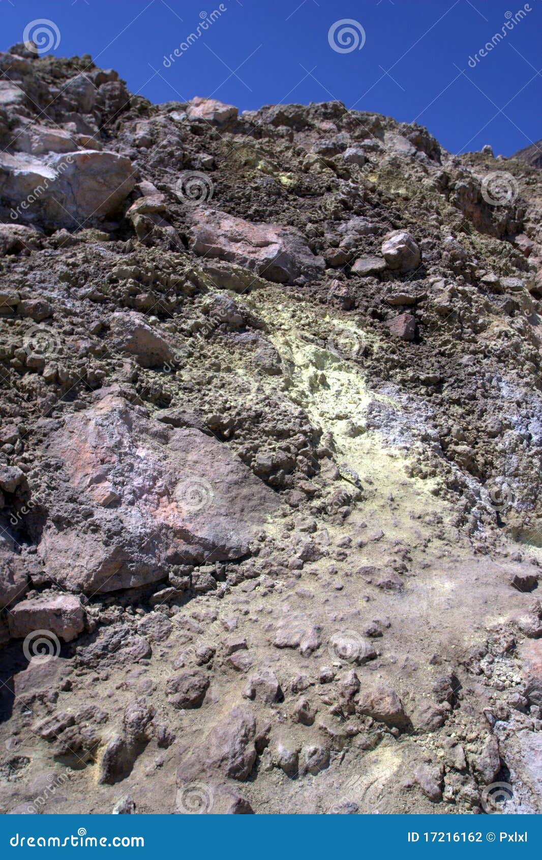 Volcanic sulphur deposits stock photo. Image of sulfuric 17216162
