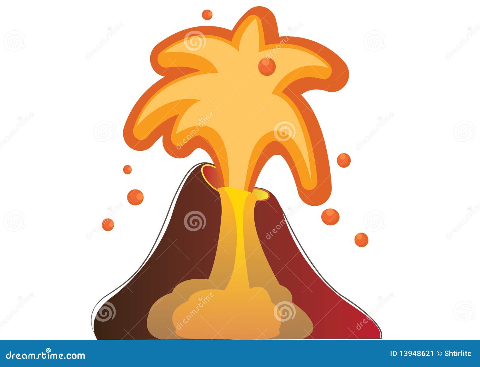 Volcano stock vector. Illustration of glowing, furious 13948621