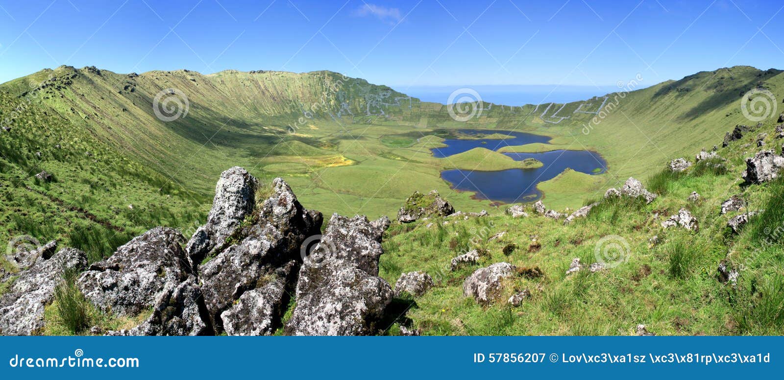 volcano crater on the island of corvo azores portugal
