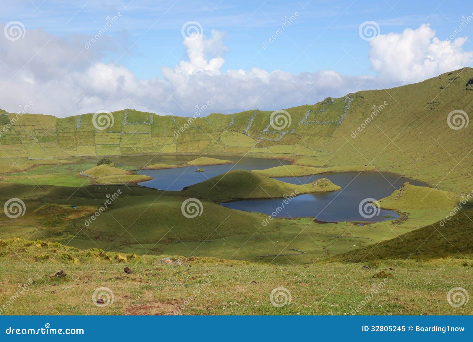volcano crater on the island of corvo azores portugal