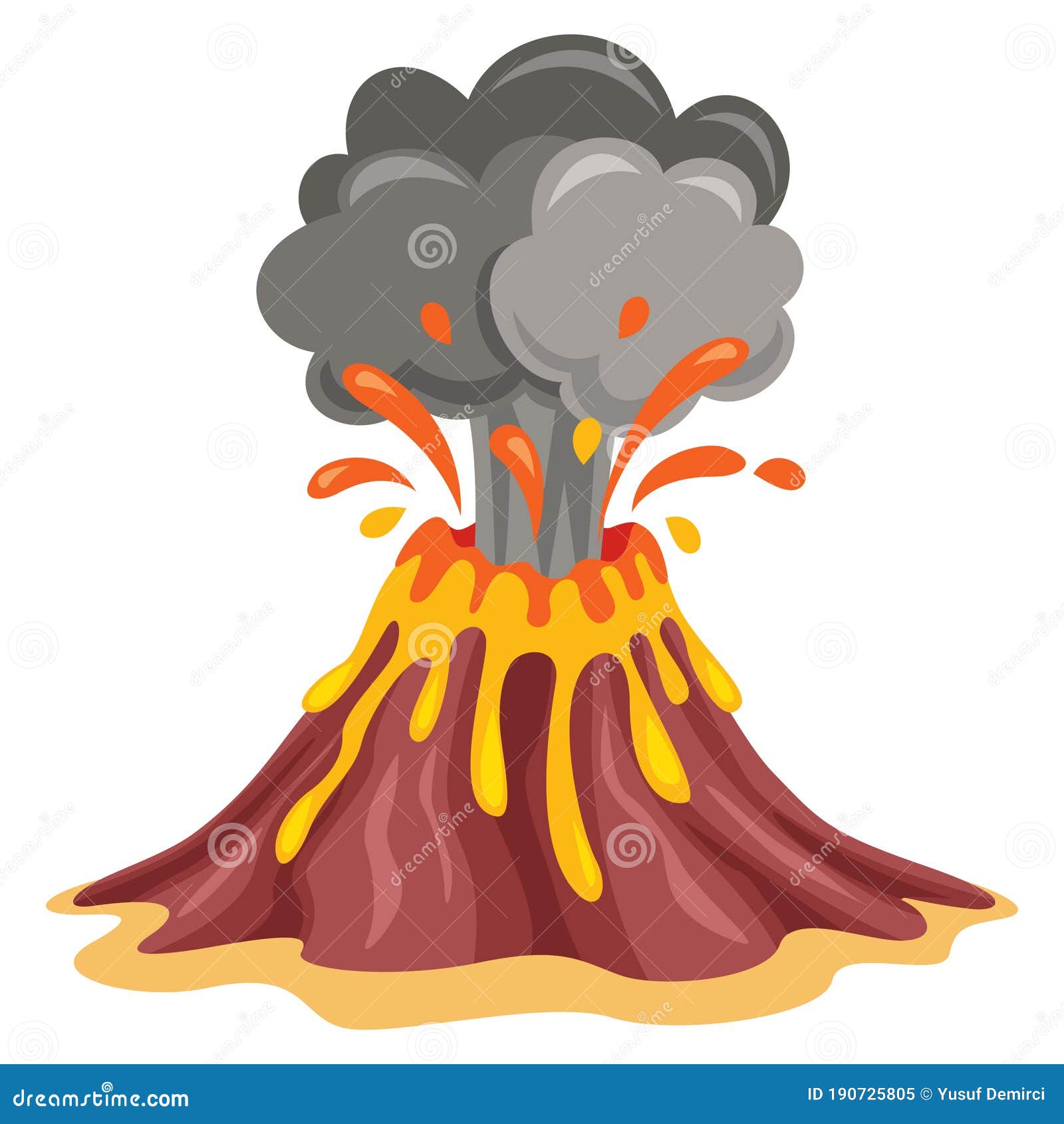 Volcano Eruption and Lava Drawing Stock Vector - Illustration of