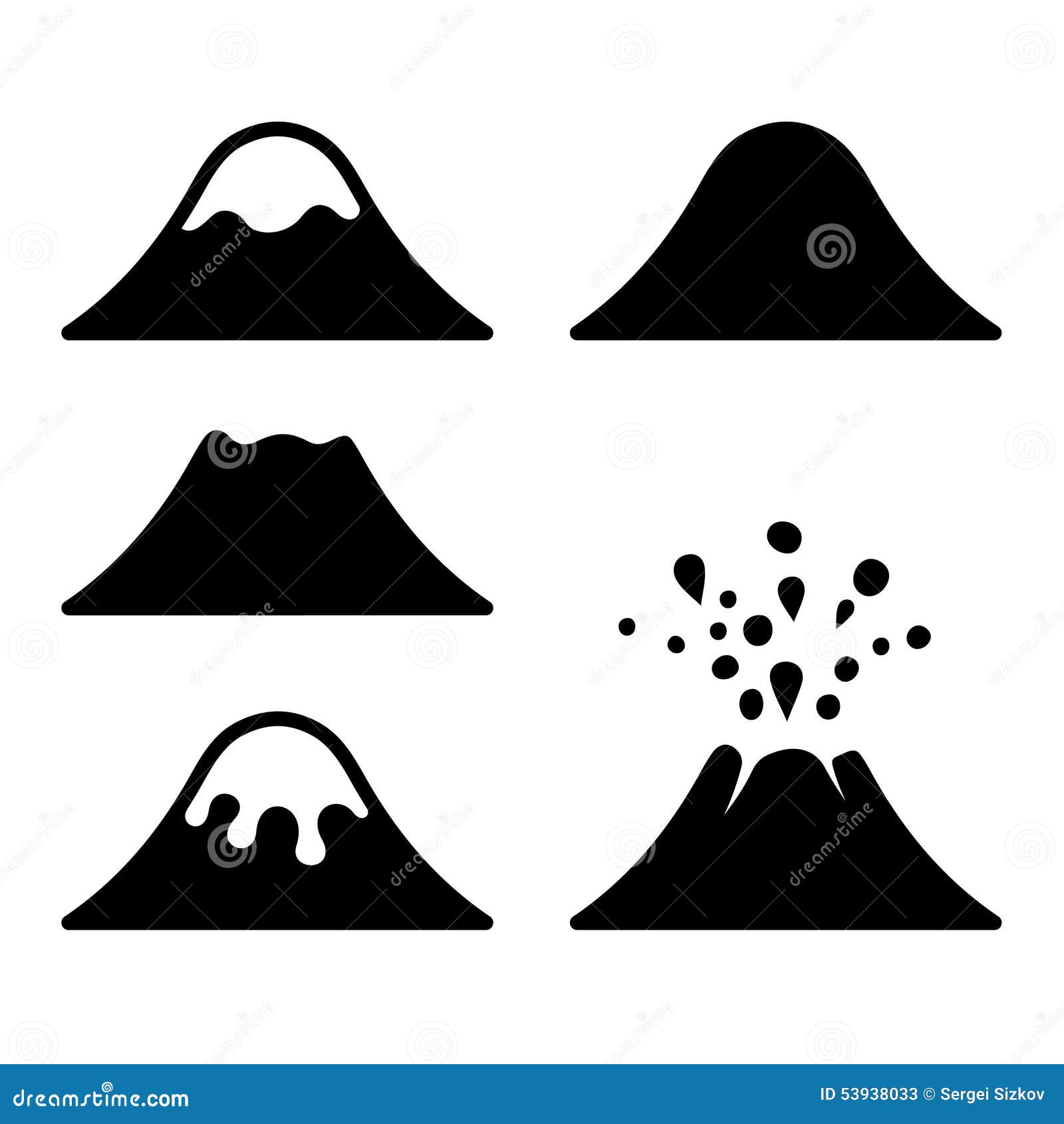 volcano icons set. 