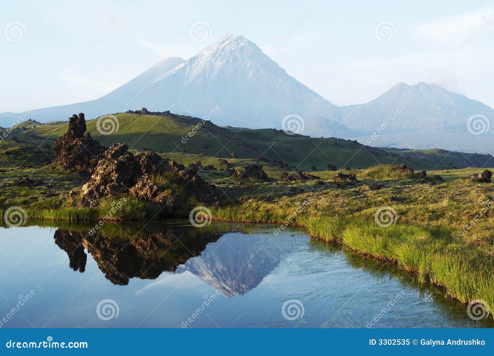 Volcano on Kamchatka. Volcano Kluchevskoj and Kamen on Kamchatka