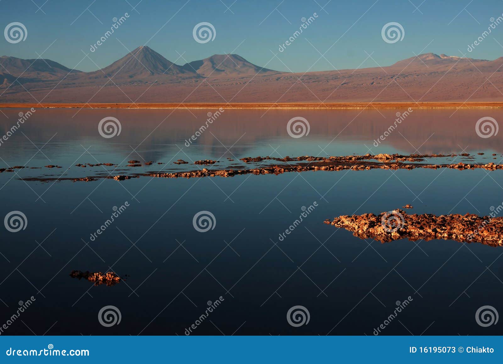 volcano licancabur in a chilean lagoon