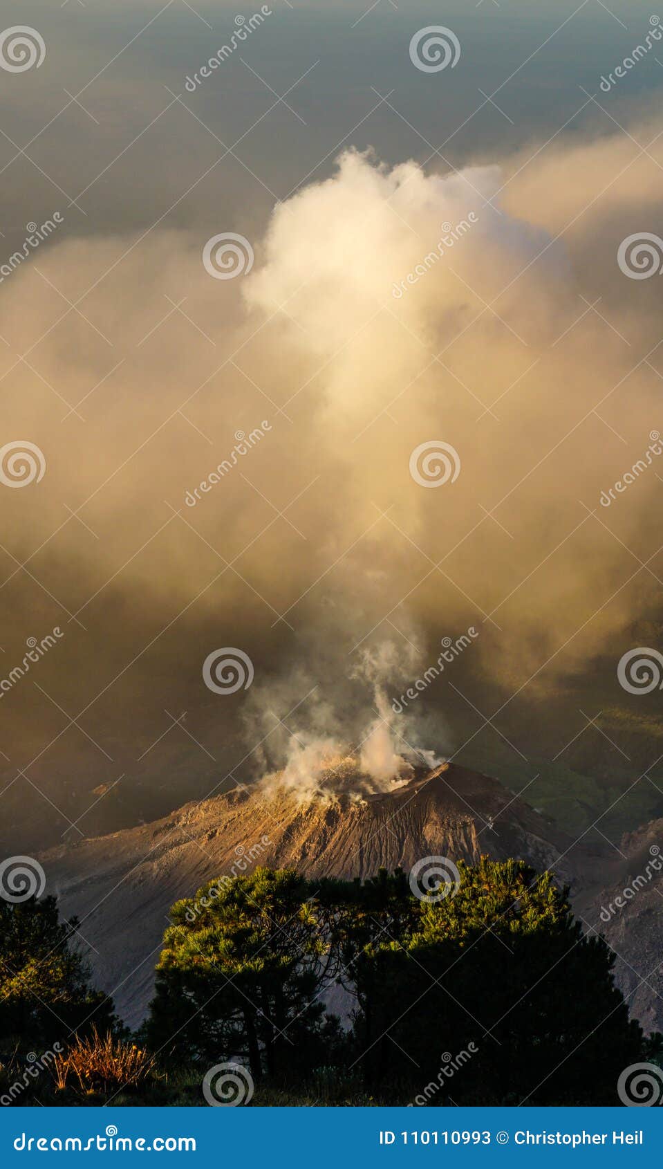 volcano santiaguito erupts in guatemala.