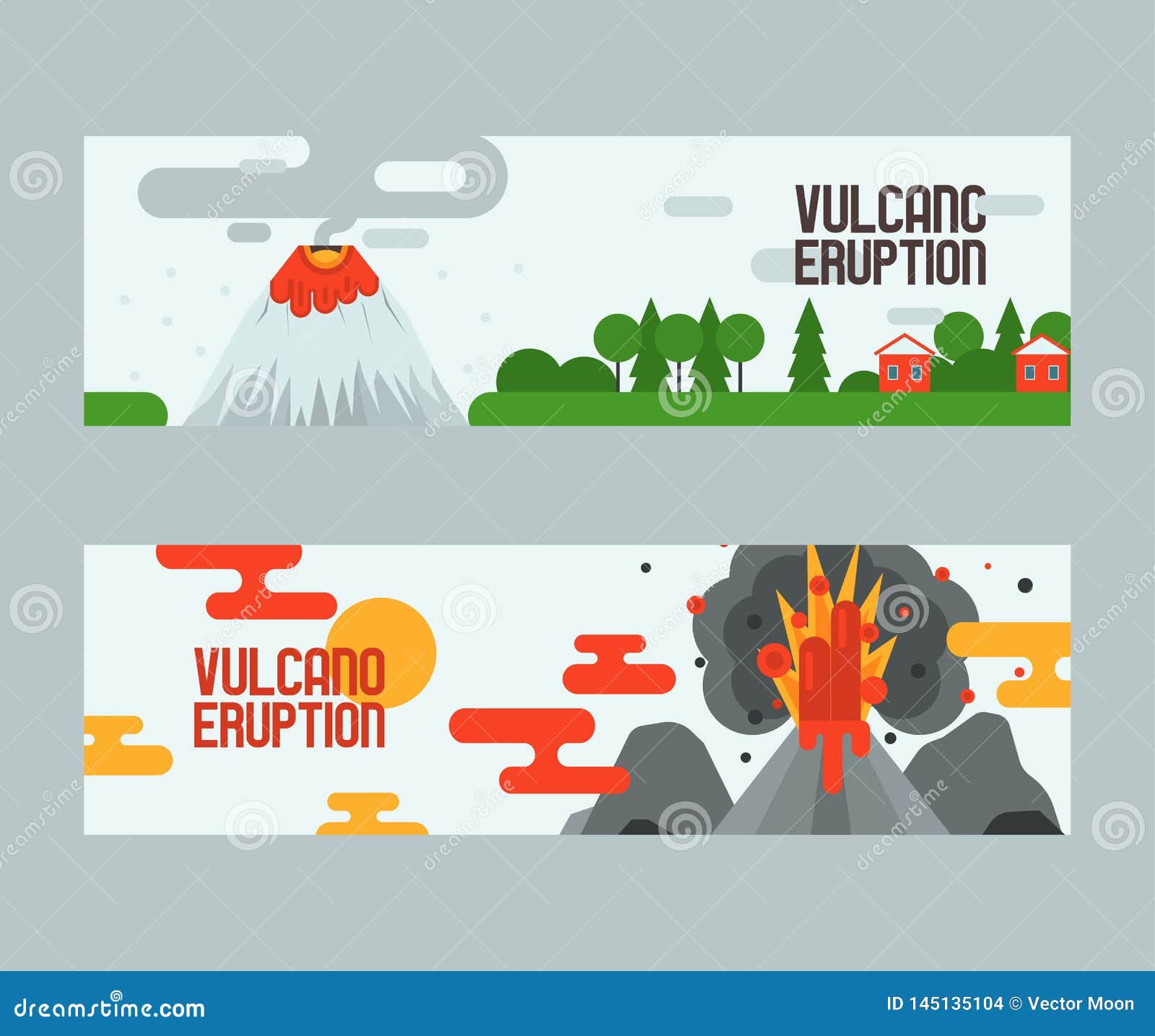 volcano  eruption volcanism explosion convulsion of nature volcanic in mountains  backdrop poster set