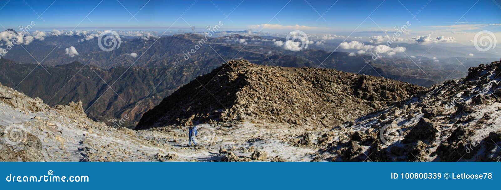 panoramic view from the tajumulco summit on the sierra madre, san marcos, altiplano, guatemala