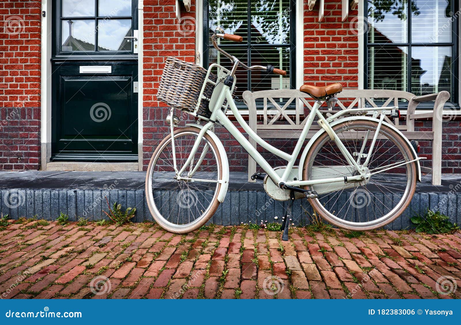 volendam amsterdam netherlands. white retro bicycle
