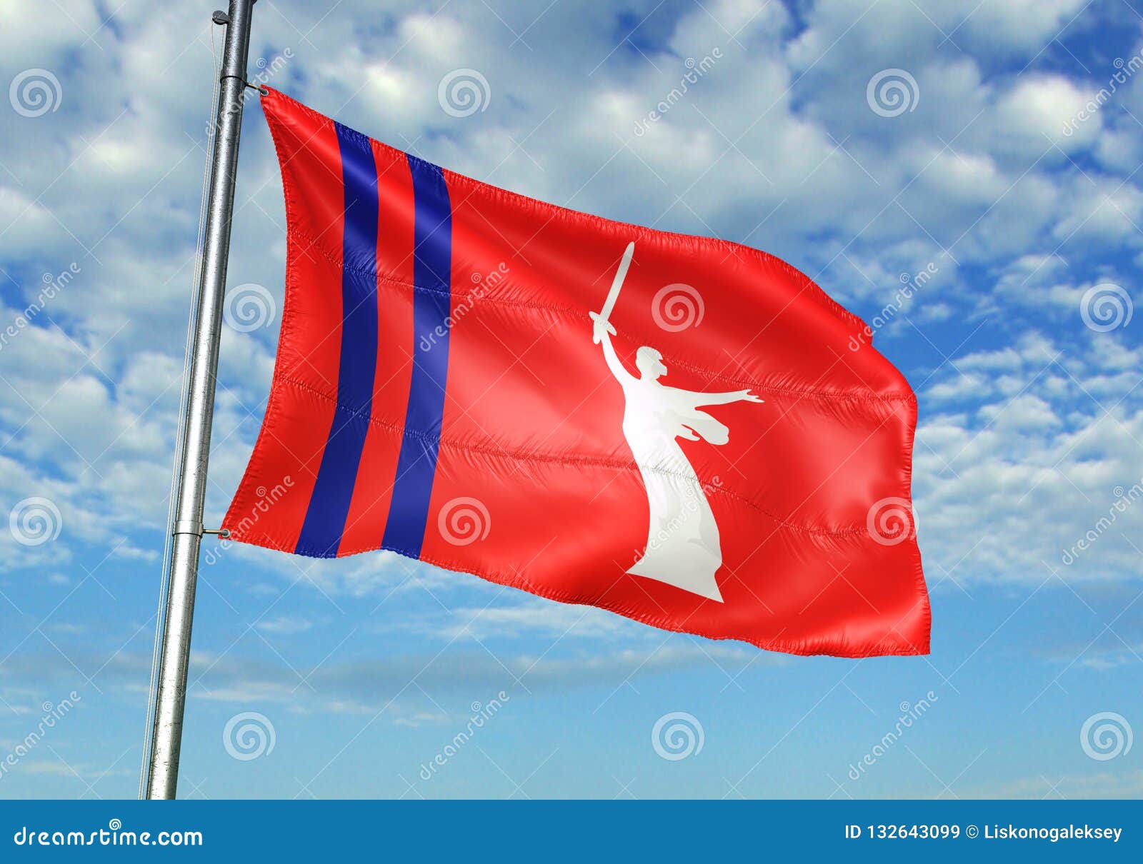 Russia flag waving cloudy sky background